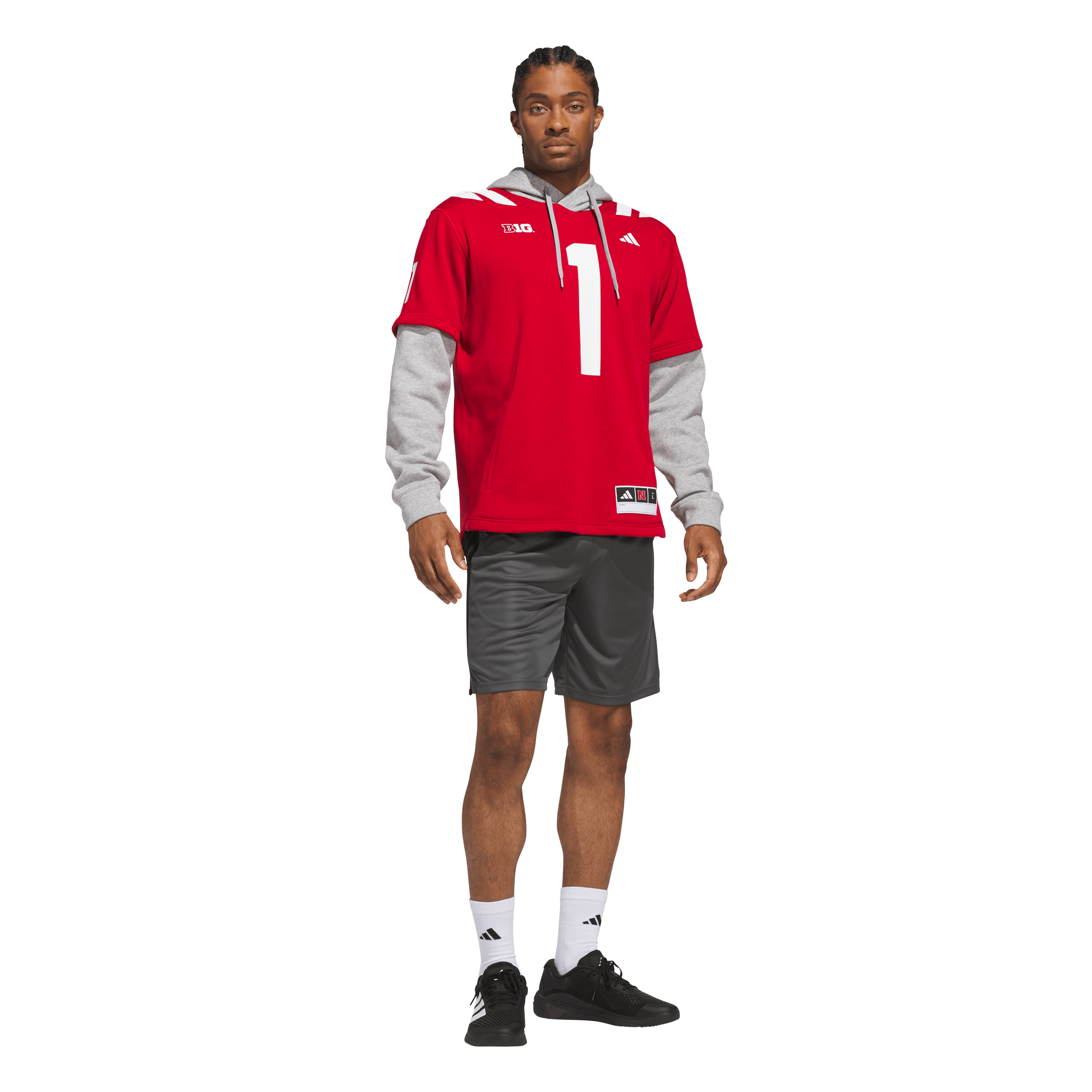 Men's adidas #1 Scarlet Nebraska Huskers Home Hooded Jersey