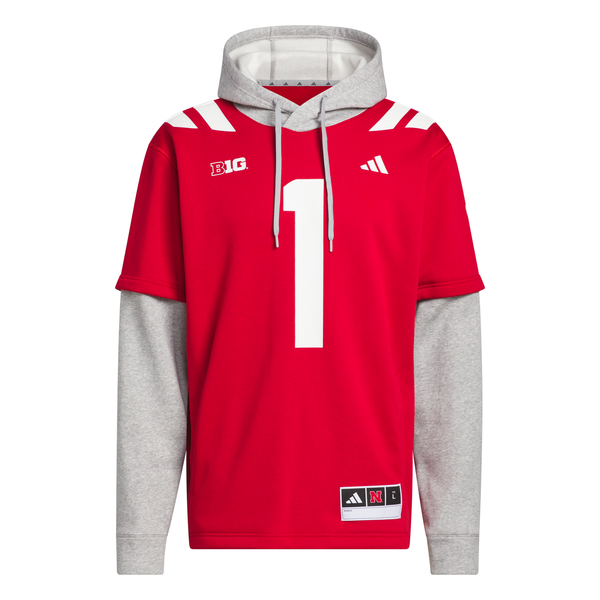 Men's adidas #1 Scarlet Nebraska Huskers Home Hooded Jersey