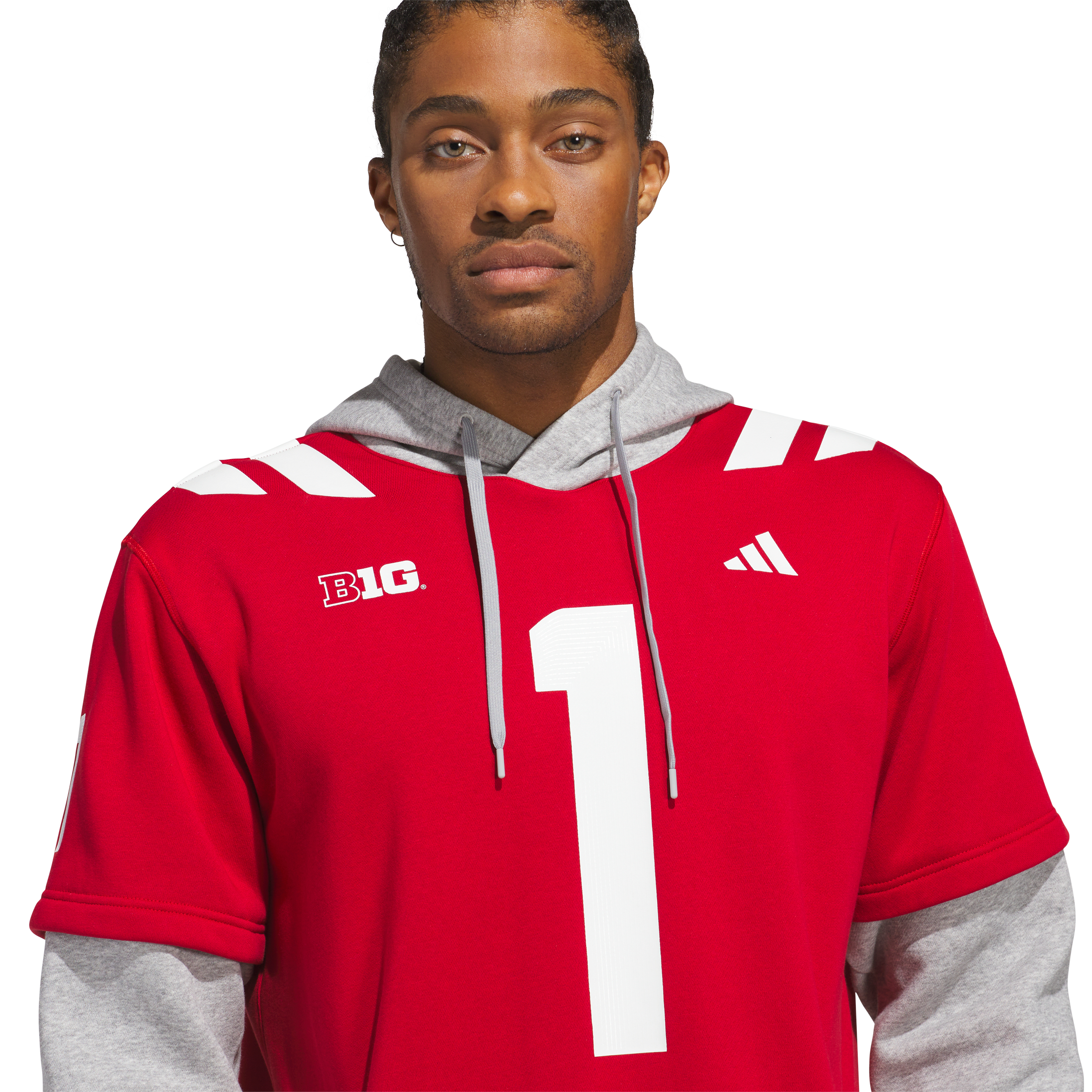 Men's adidas #1 Scarlet Nebraska Huskers Home Hooded Jersey