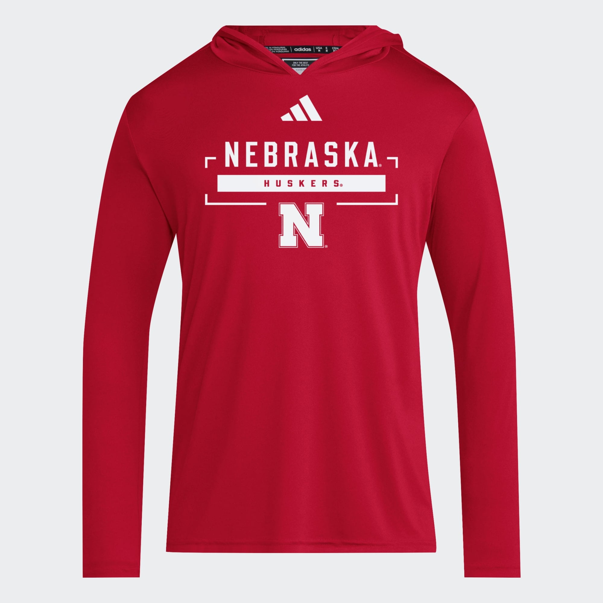 Men's adidas Scarlet Nebraska Huskers D4T Long Sleeve Hooded T-Shirt