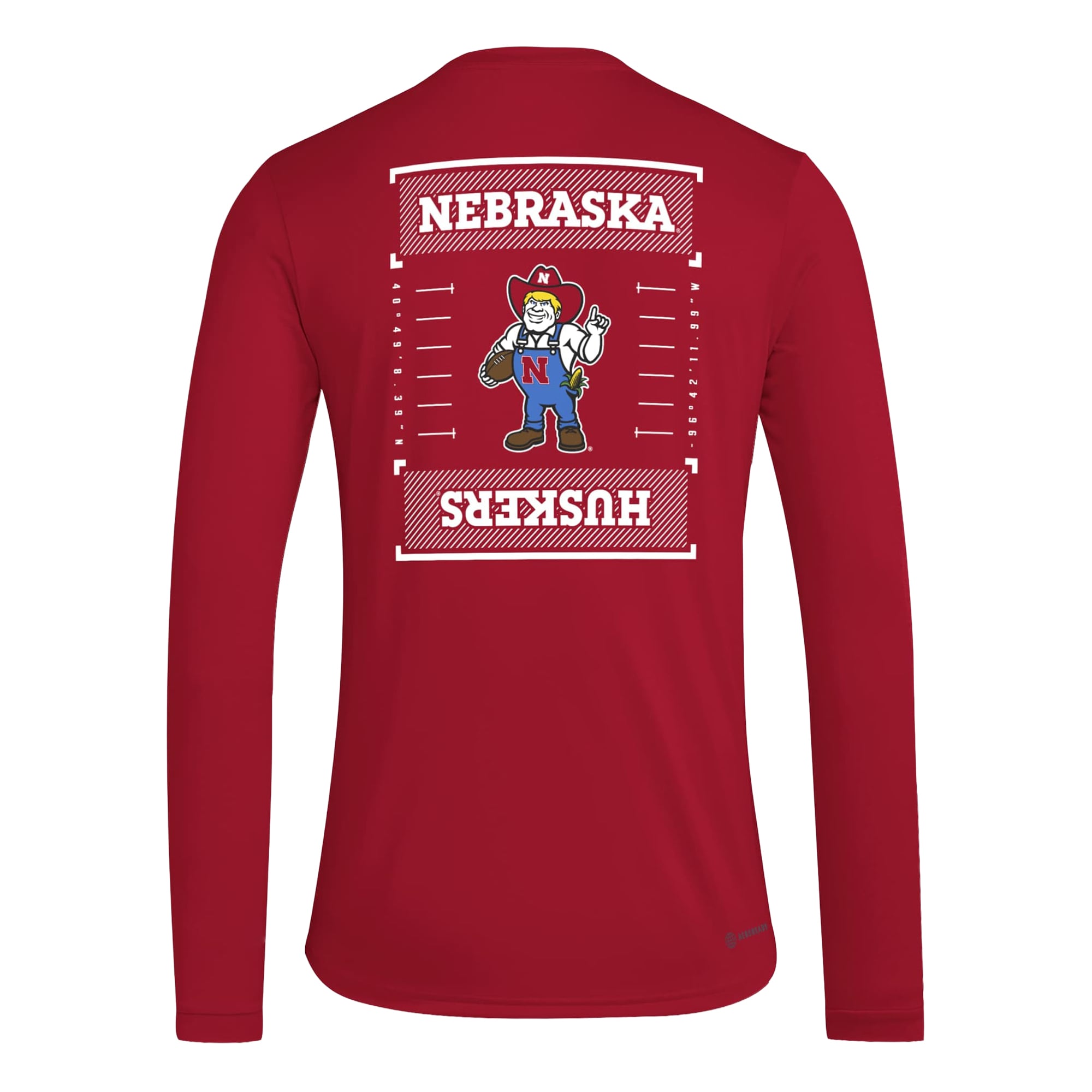 Men's adidas  Scarlet Nebraska Huskers Locker Football Icon AEROREADY Pre-Game Long Sleeve T-Shirt