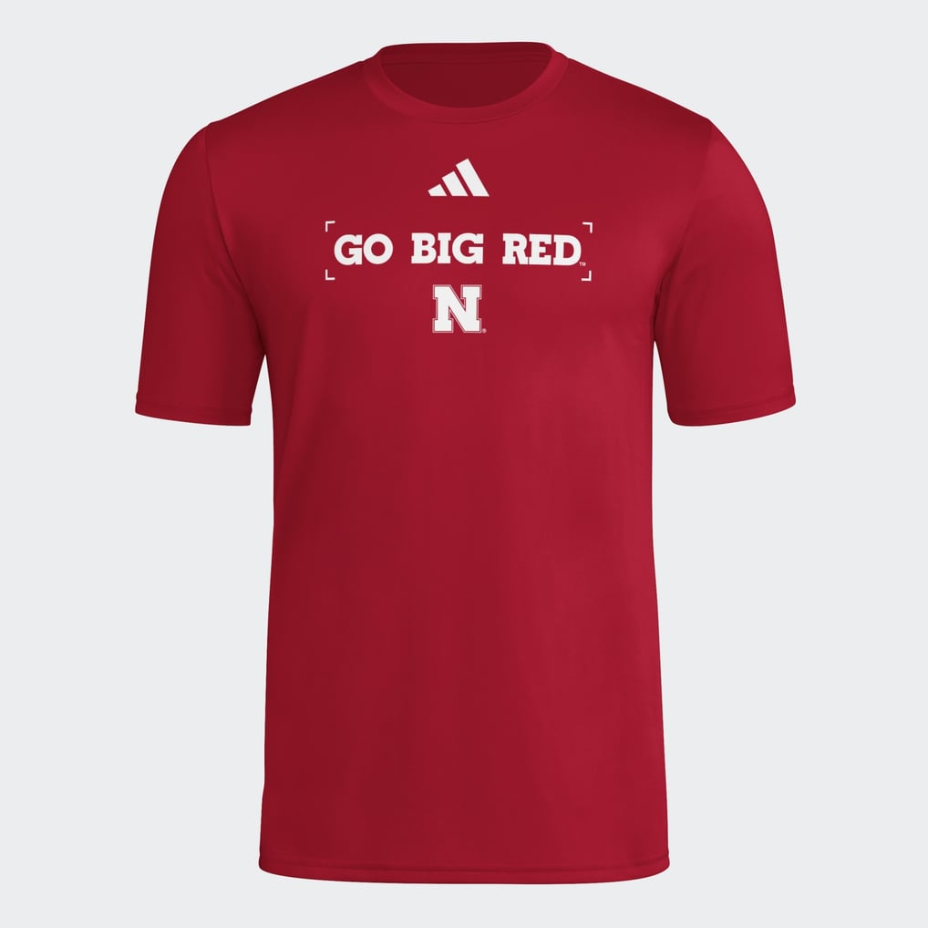 Men's adidas Scarlet Nebraska Huskers Locker Slogan Football Pre-Game T ...