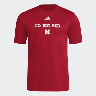 Nebraska Huskers adidas Locker Slogan Football Pre-Game T-Shirt - Scarlet