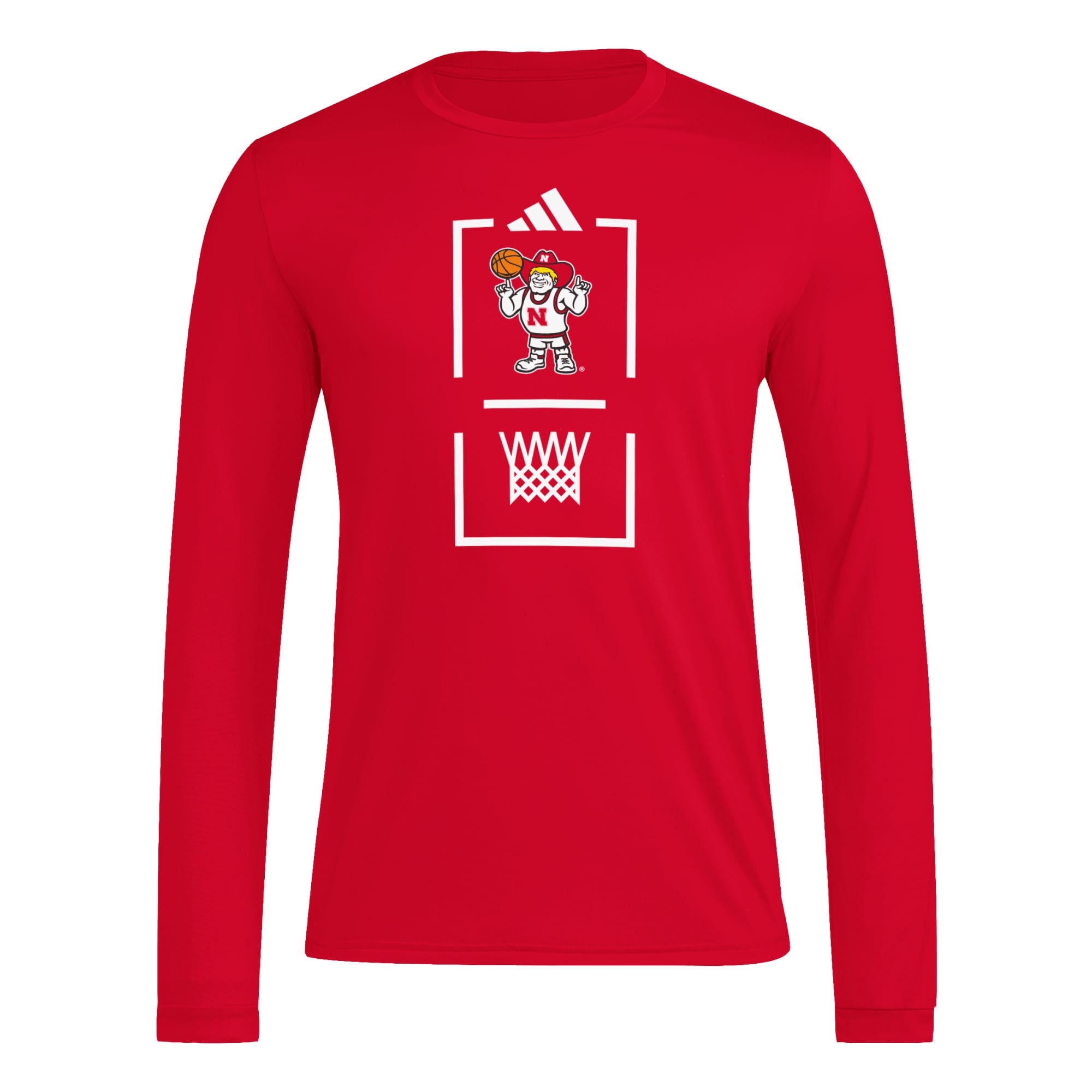 T-shirt à manches longues adidas Scarlet Nebraska Huskers pour homme, modèle AEROREADY d'avant-match