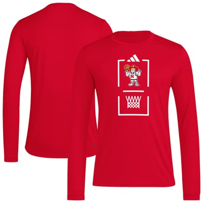  Nebraska Huskers adidas On-Court Pregame Long Sleeve AEROREADY T-Shirt - Scarlet