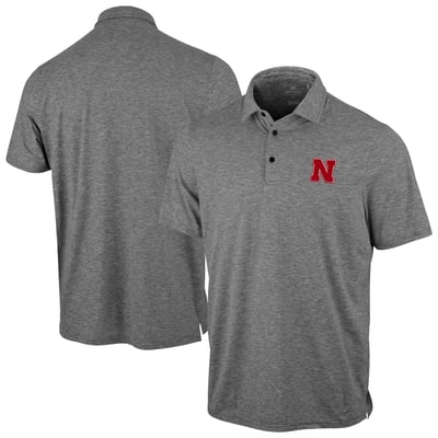 Nebraska Huskers Antigua Static Polo - Heather Black