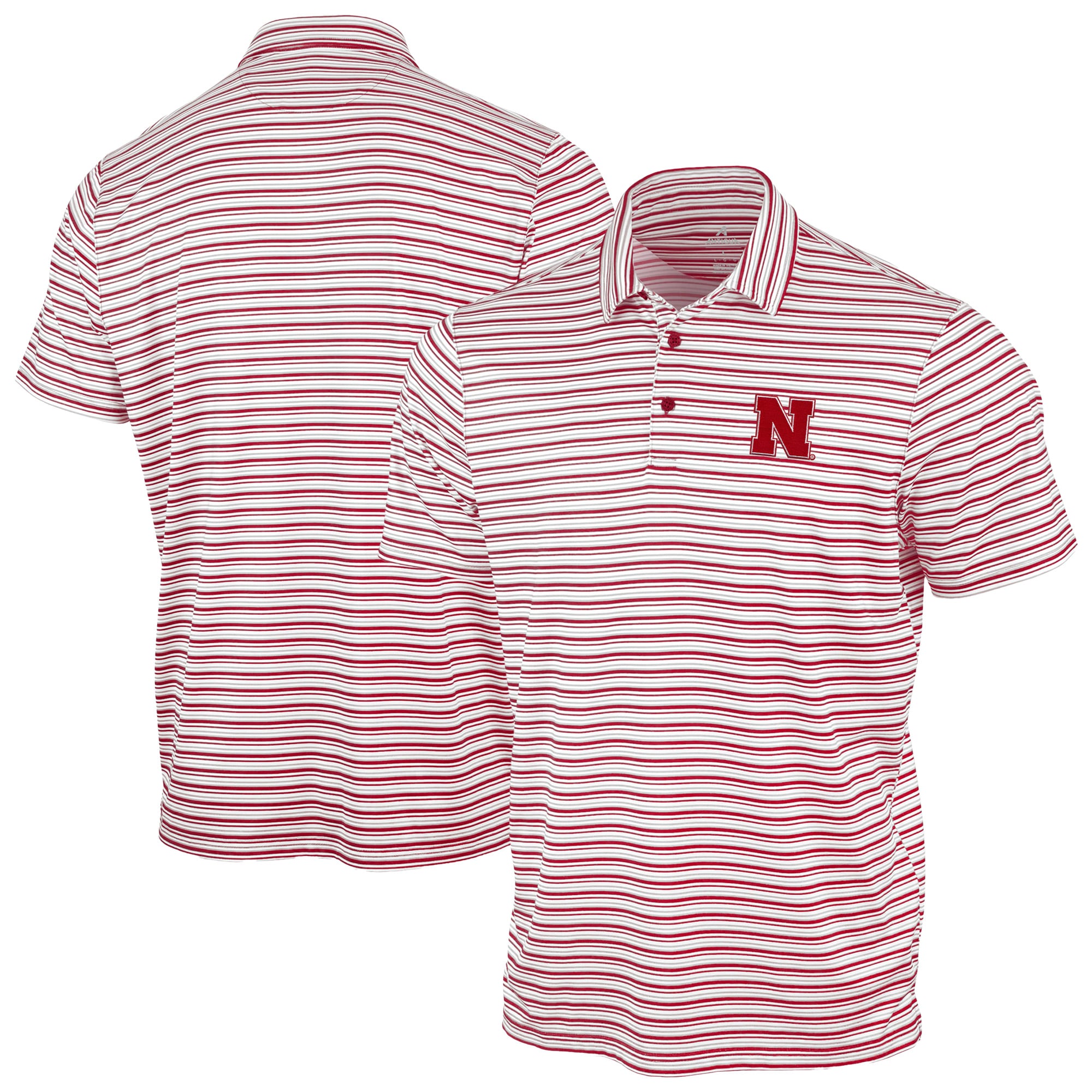 Men's Antigua Scarlet Nebraska Huskers Space Stripe Polo