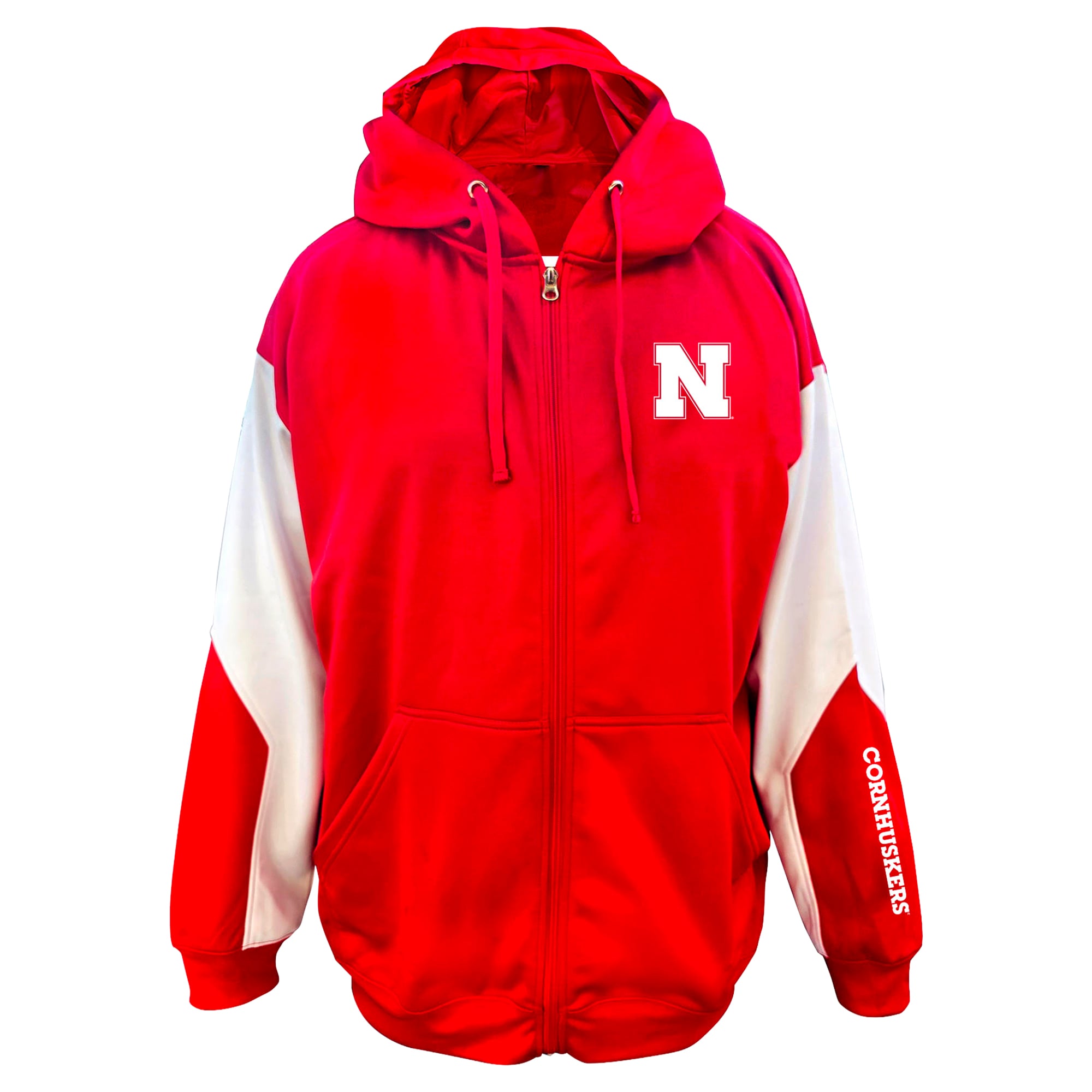 Men's Big & Tall Profile Scarlet Nebraska Huskers Sleeve Block Full-Zip Hoodie