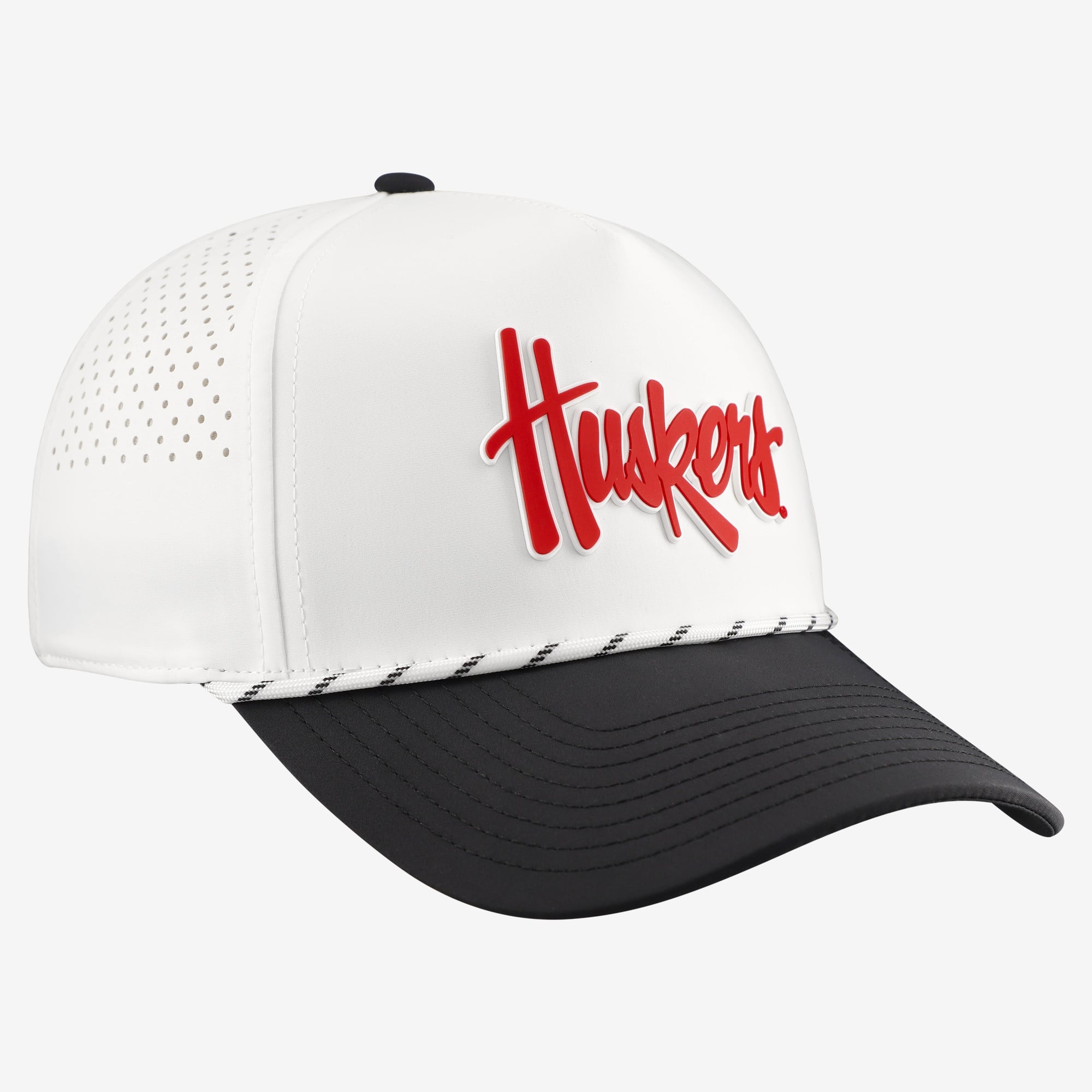Men's Branded Bills  White/Black Nebraska Huskers Classic Adjustable Rope Hat