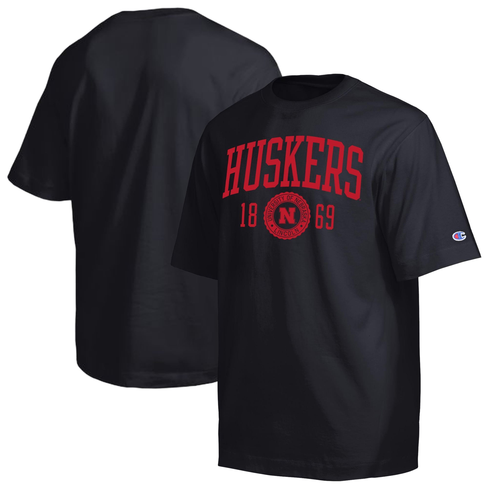 Men's Champion Black Nebraska Huskers Established Tradition Heavyweight T-Shirt