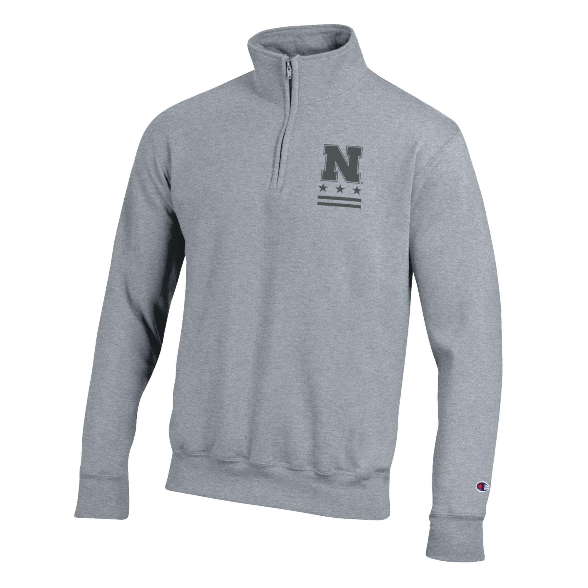 Men's Champion Gray Nebraska Huskers Operation Hat Trick Flag Powerblend Fleece Quarter-Zip Pullover
