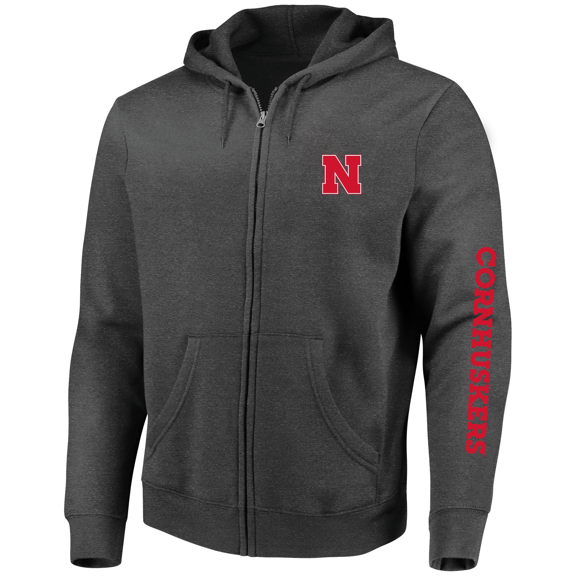 Sweat à capuche zippé Champion Heather Charcoal pour homme, grandes tailles, Nebraska Huskers