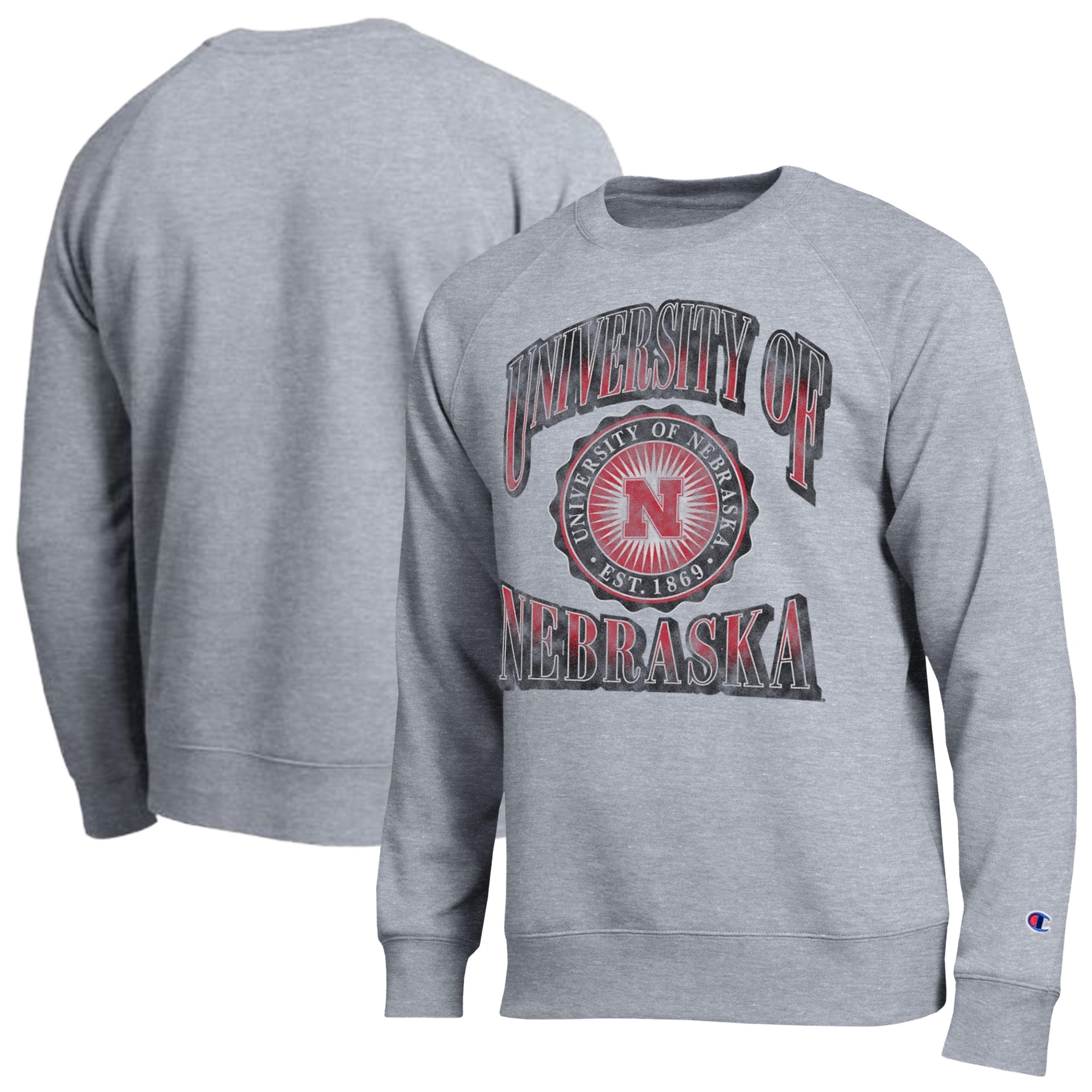 Sweat-shirt Champion pour homme, gris chiné, Nebraska Huskers All-Star