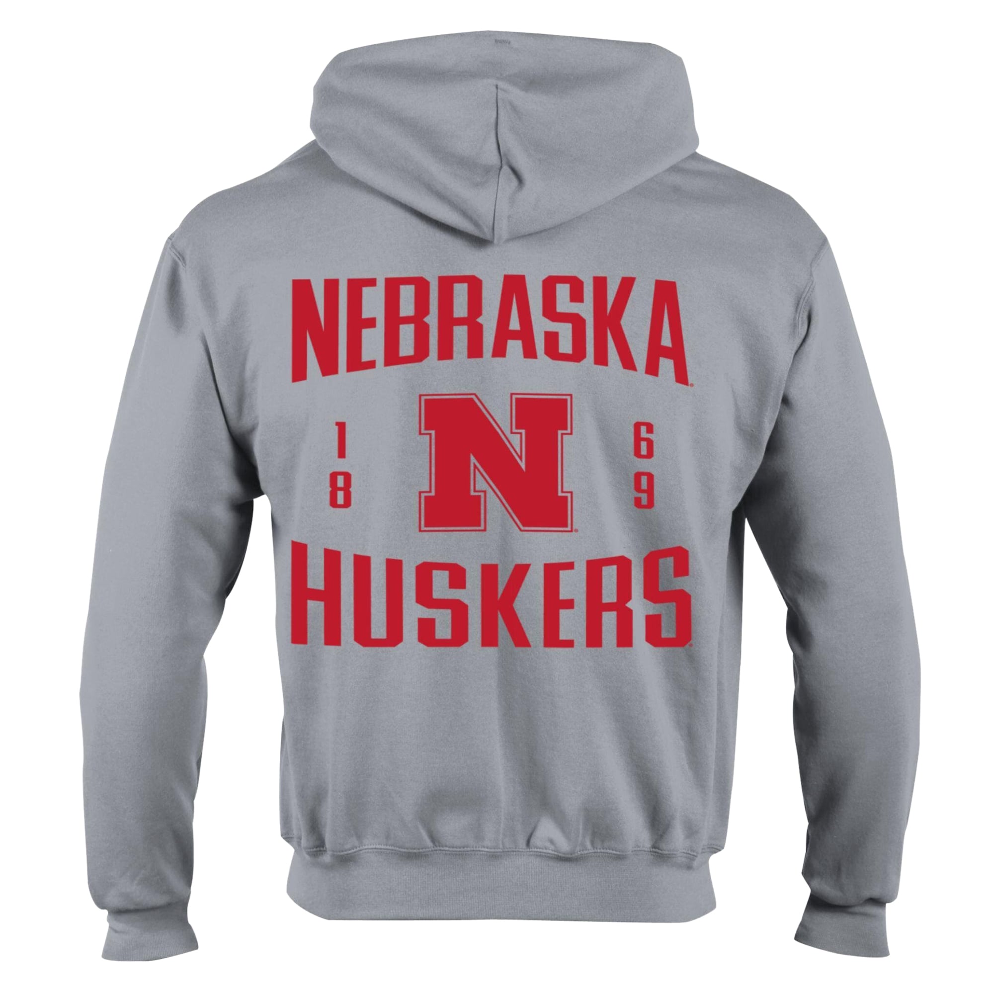 Men's Champion Heather Gray Nebraska Huskers Varsity Powerblend Full-Zip Fleece Hoodie