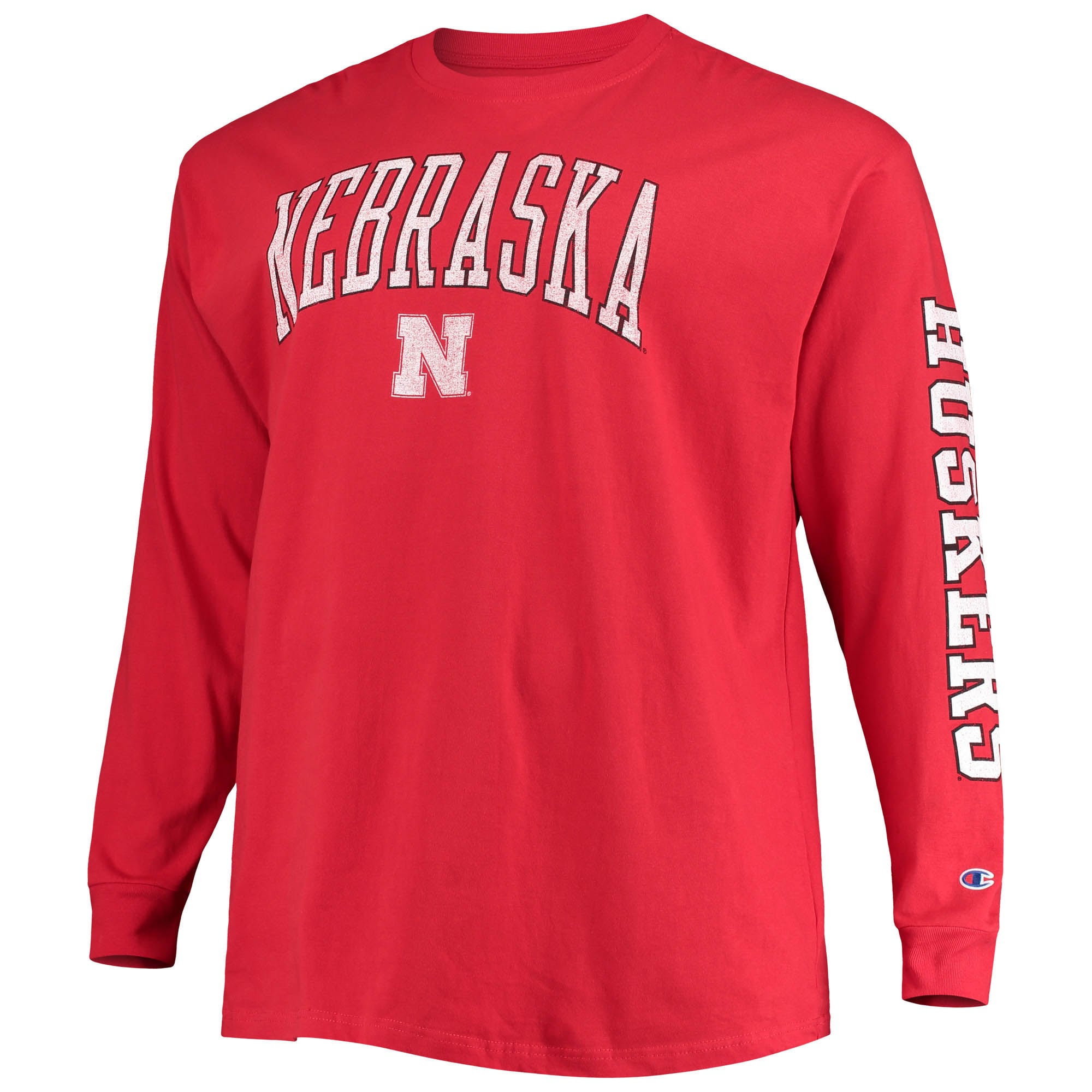 Men's Champion Scarlet Nebraska Huskers Big & Tall 2-Hit Long Sleeve T-Shirt