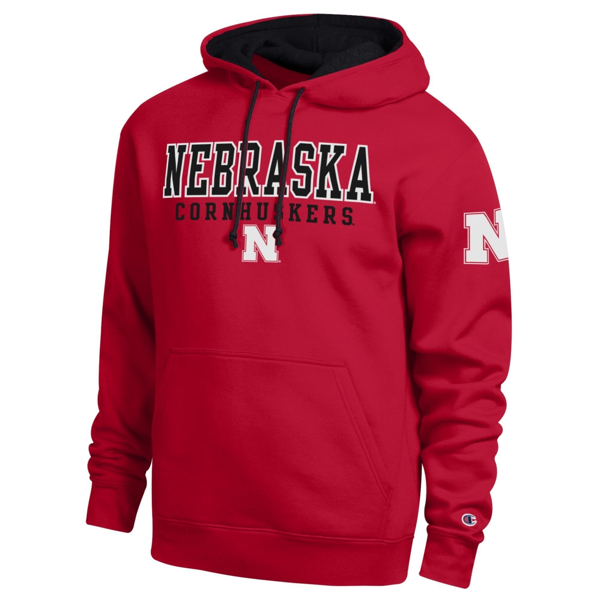 Men's Champion Scarlet Nebraska Huskers Contrast Hoodie