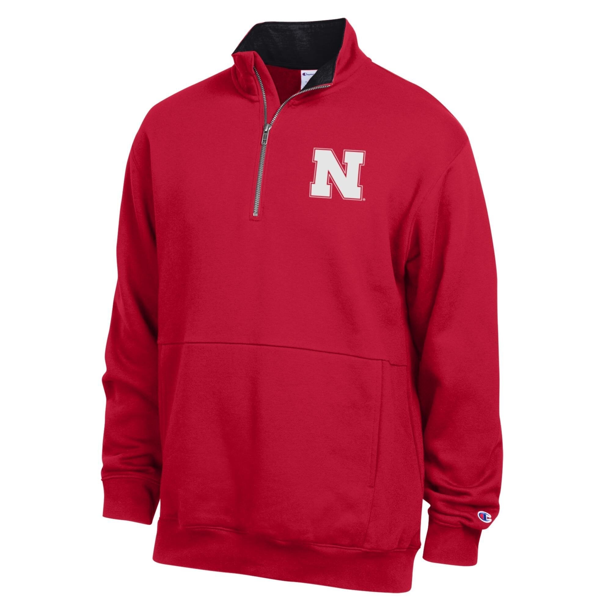 Men's Champion Scarlet Nebraska Huskers Fleece Quarter-Zip Pullover