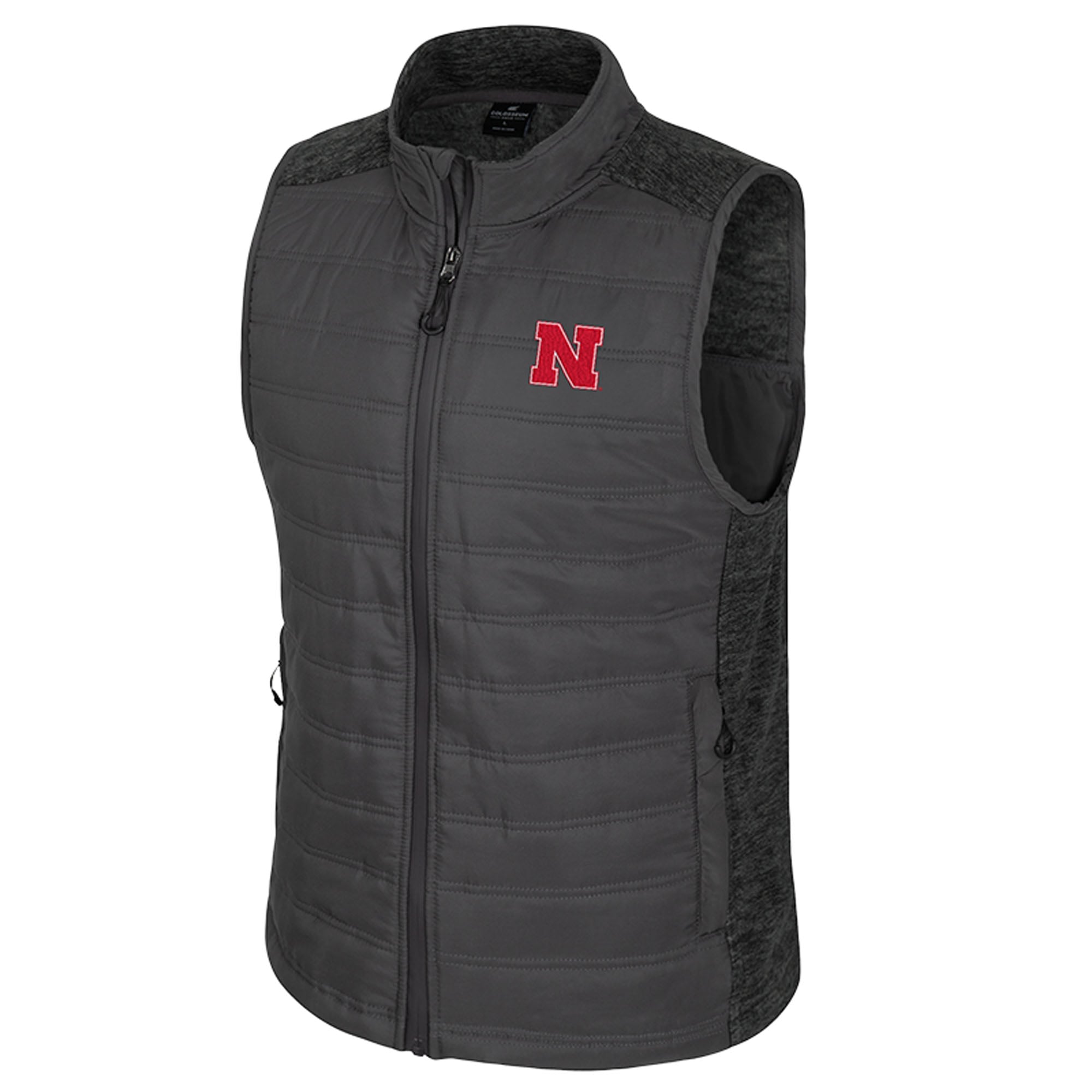 Gilet matelassé entièrement zippé Nightman des Nebraska Huskers de Colosseum pour homme, couleur anthracite
