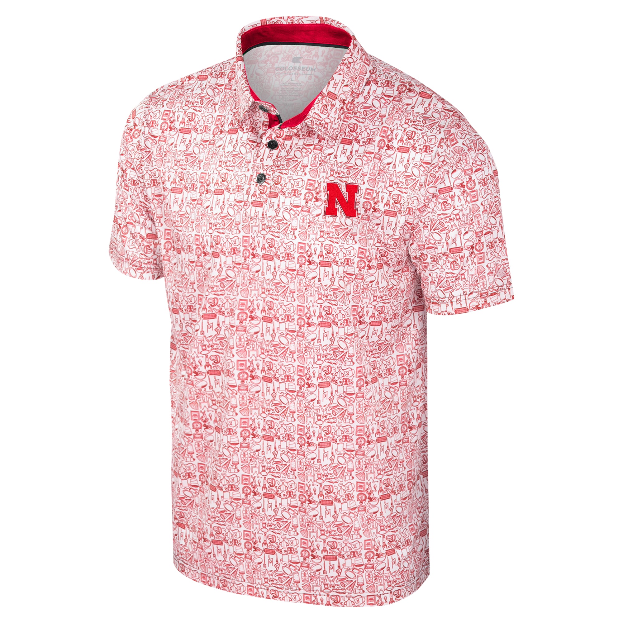 Men's Colosseum Scarlet Nebraska Huskers It's Time! Allover Print Polo