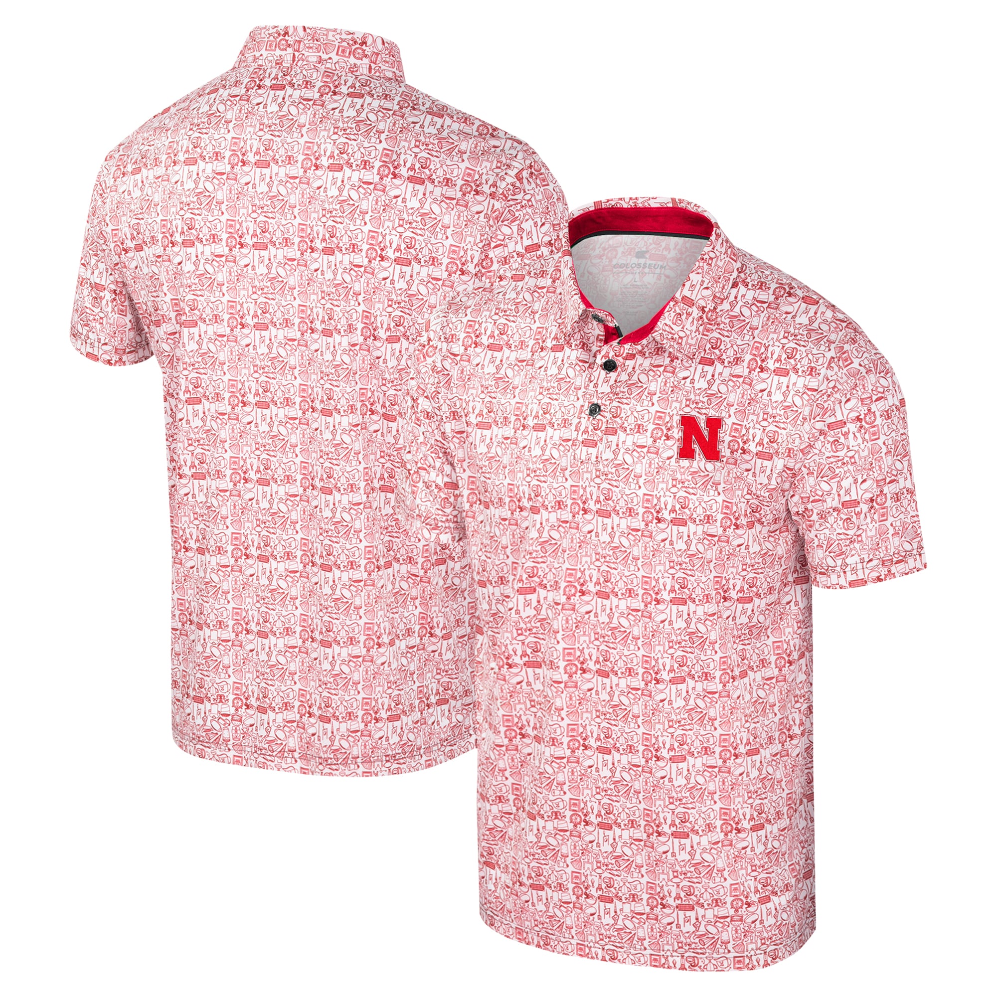 Men's Colosseum Scarlet Nebraska Huskers It's Time! Allover Print Polo