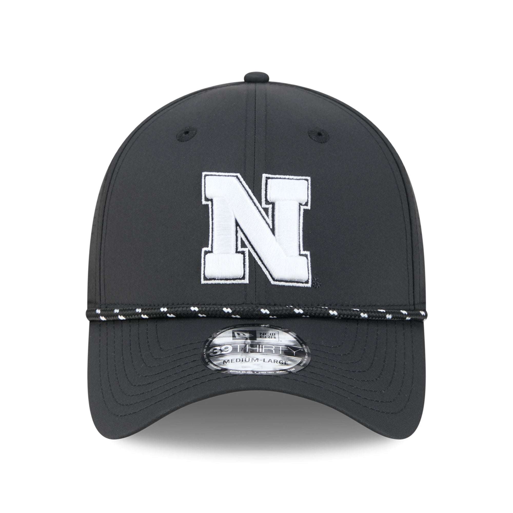Casquette extensible New Era noire Nebraska Huskers Performance Rope 39THIRTY pour homme