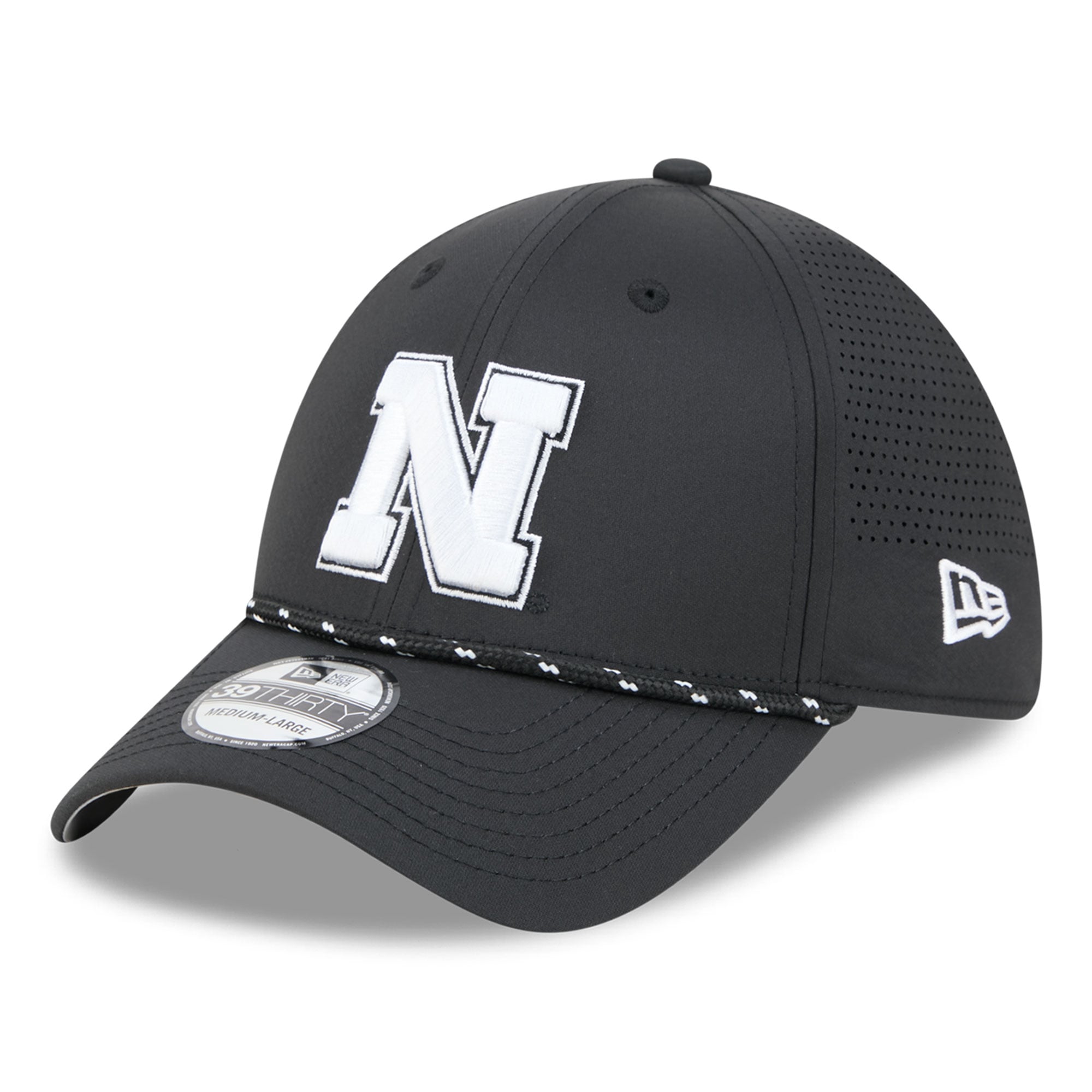 Casquette extensible New Era noire Nebraska Huskers Performance Rope 39THIRTY pour homme
