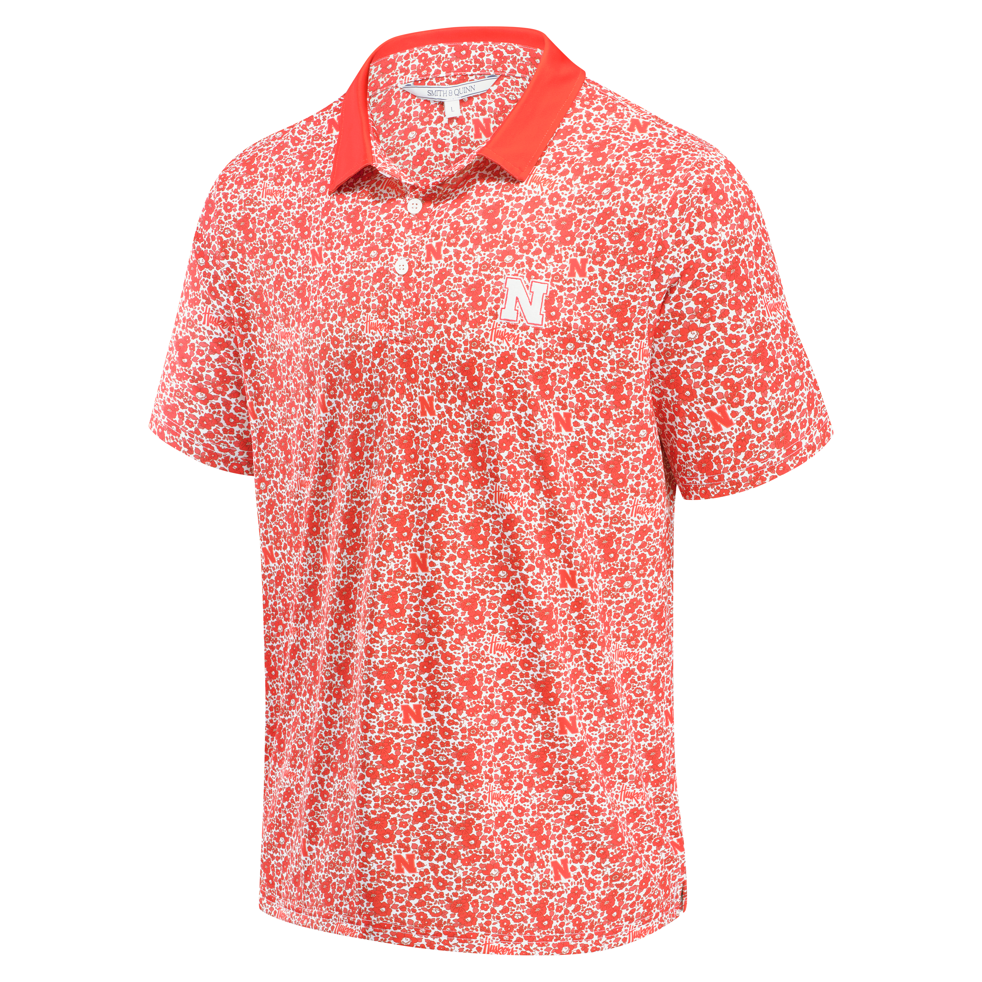 Men's Smith & Quinn Scarlet Nebraska Huskers Poppies Teddy Polo