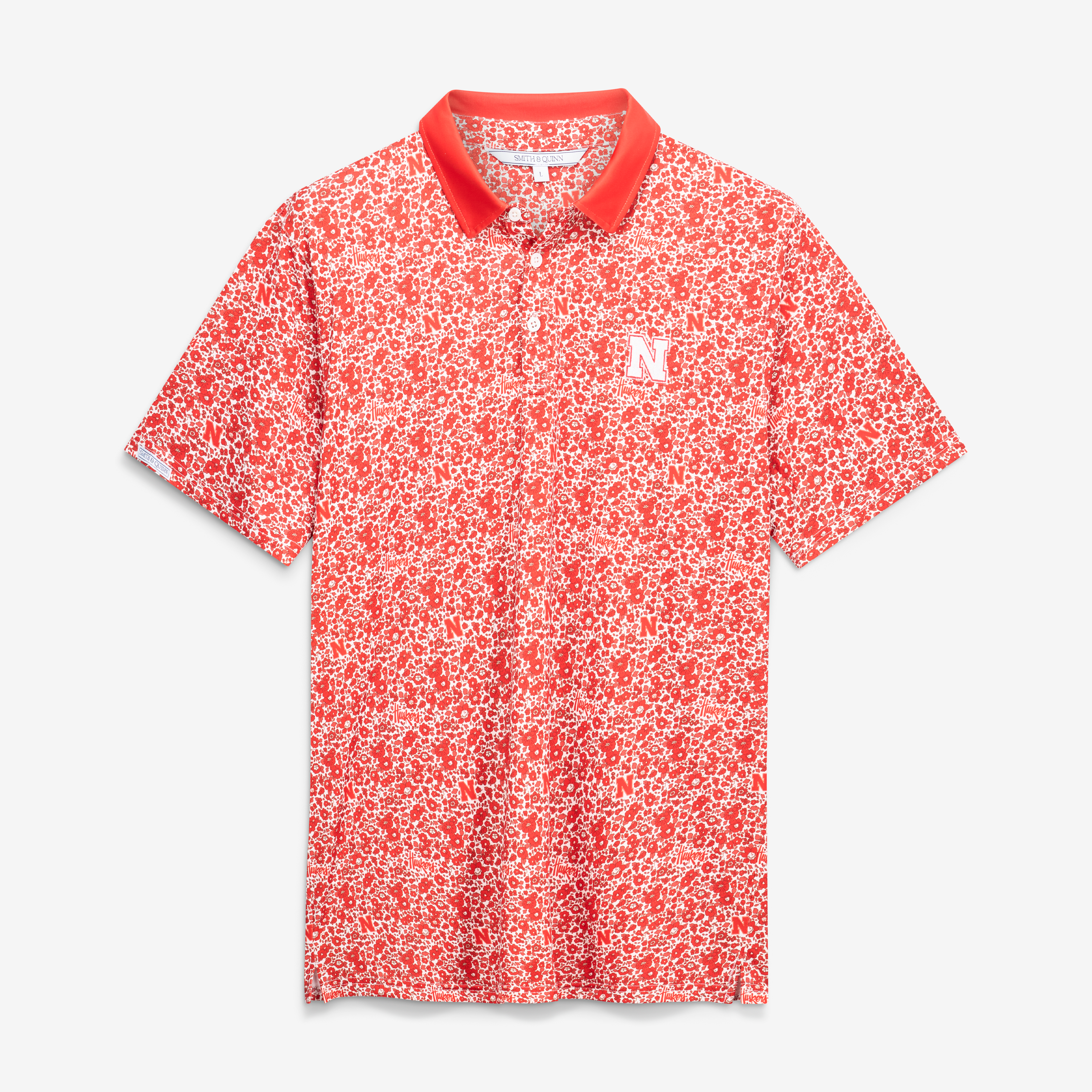 Men's Smith & Quinn Scarlet Nebraska Huskers Poppies Teddy Polo