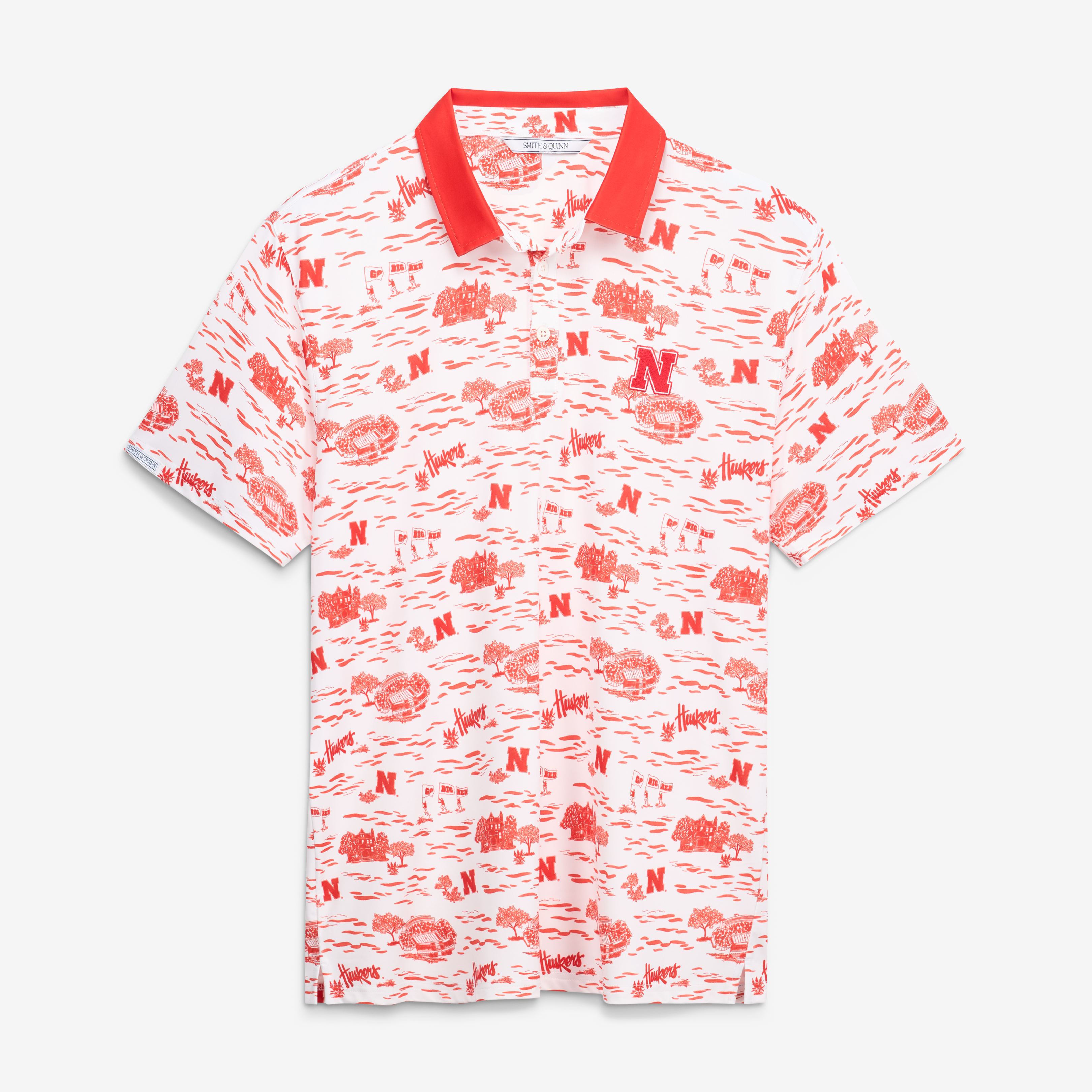 Men's Smith & Quinn White Nebraska Huskers Toile Teddy Polo