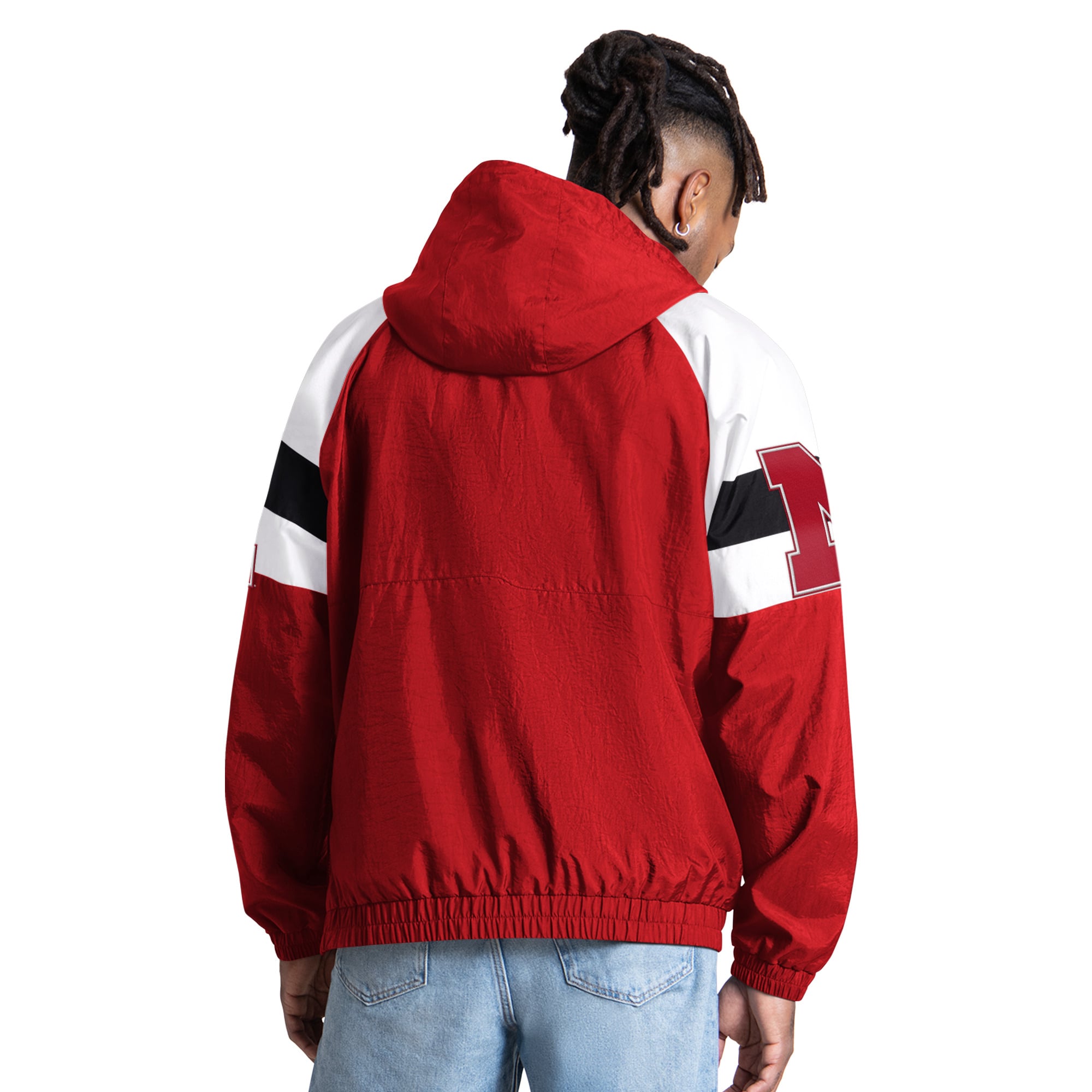 Men's Starter Scarlet Nebraska Huskers Street Cut Half-Zip Jacket