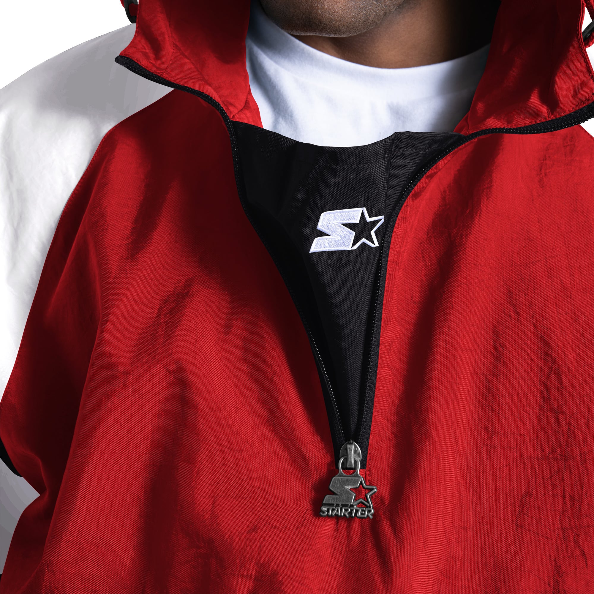 Men's Starter Scarlet Nebraska Huskers Street Cut Half-Zip Jacket