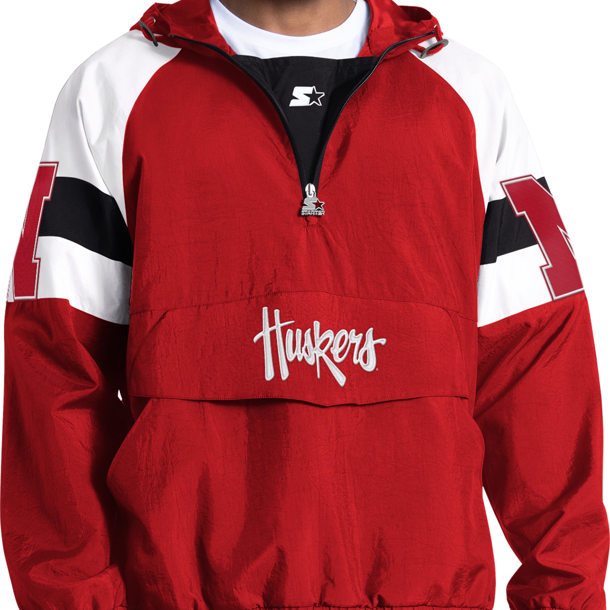 Men's Starter Scarlet Nebraska Huskers Street Cut Half-Zip Jacket