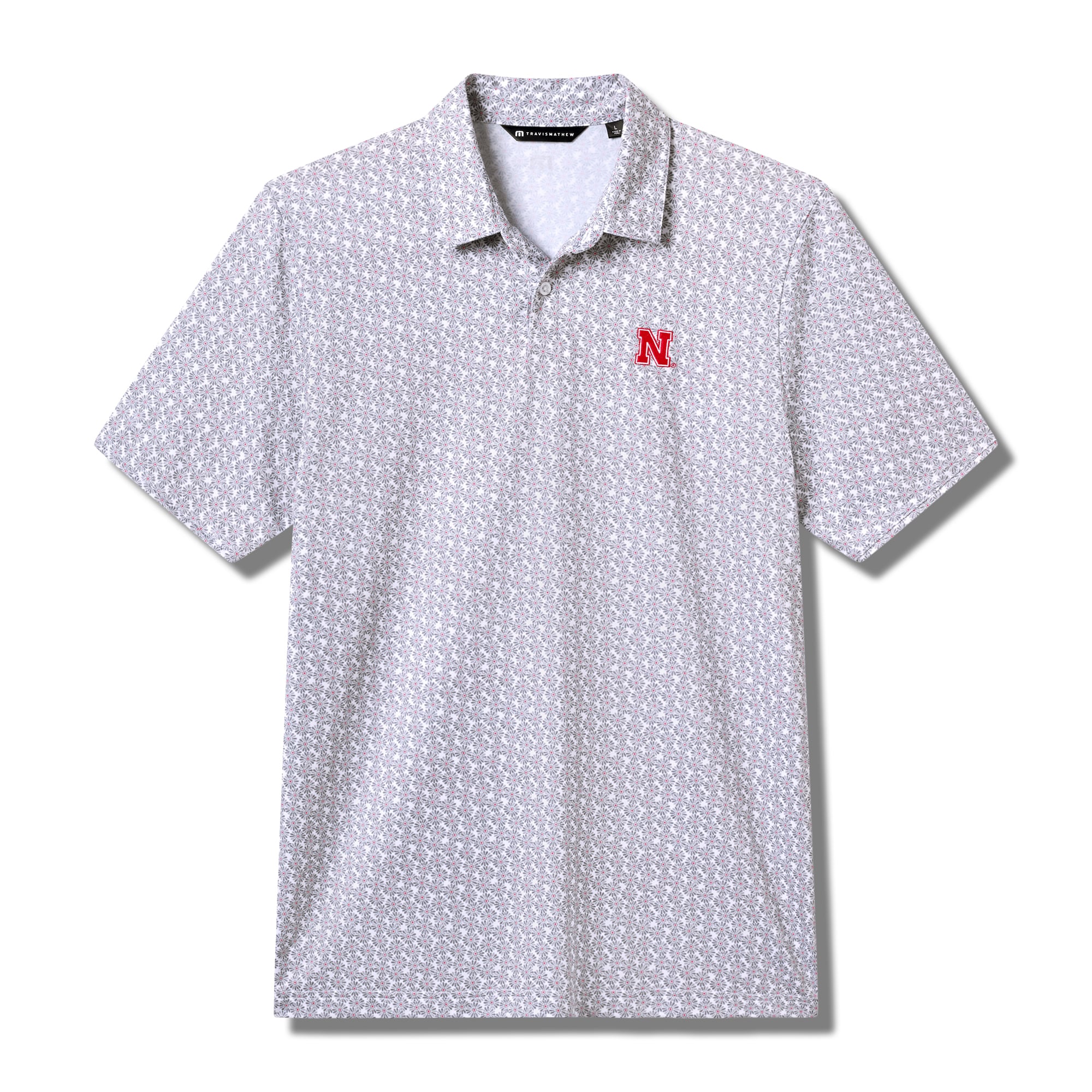 Polo homme TravisMathew blanc/gris Nebraska Huskers College Bound en mélange de trois matières