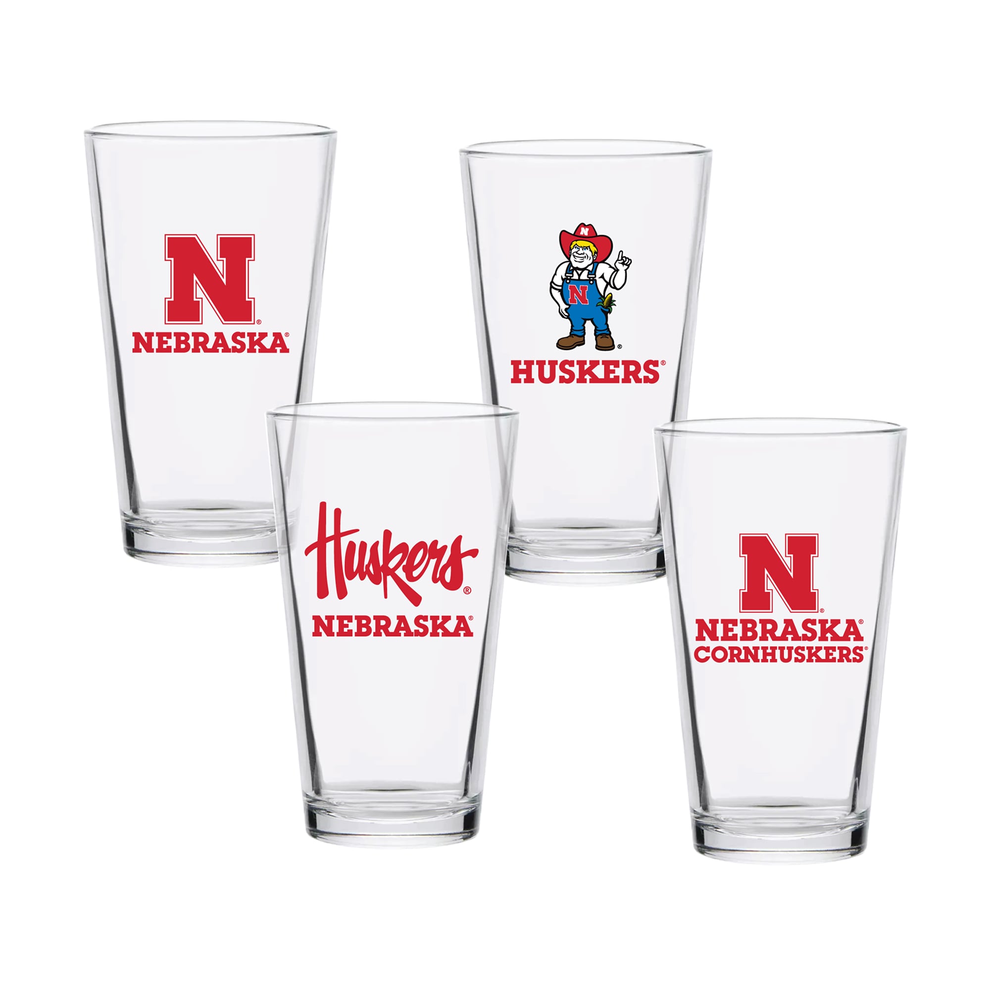 Nebraska Huskers 16oz. Collector Pint Glass Four-Piece Set
