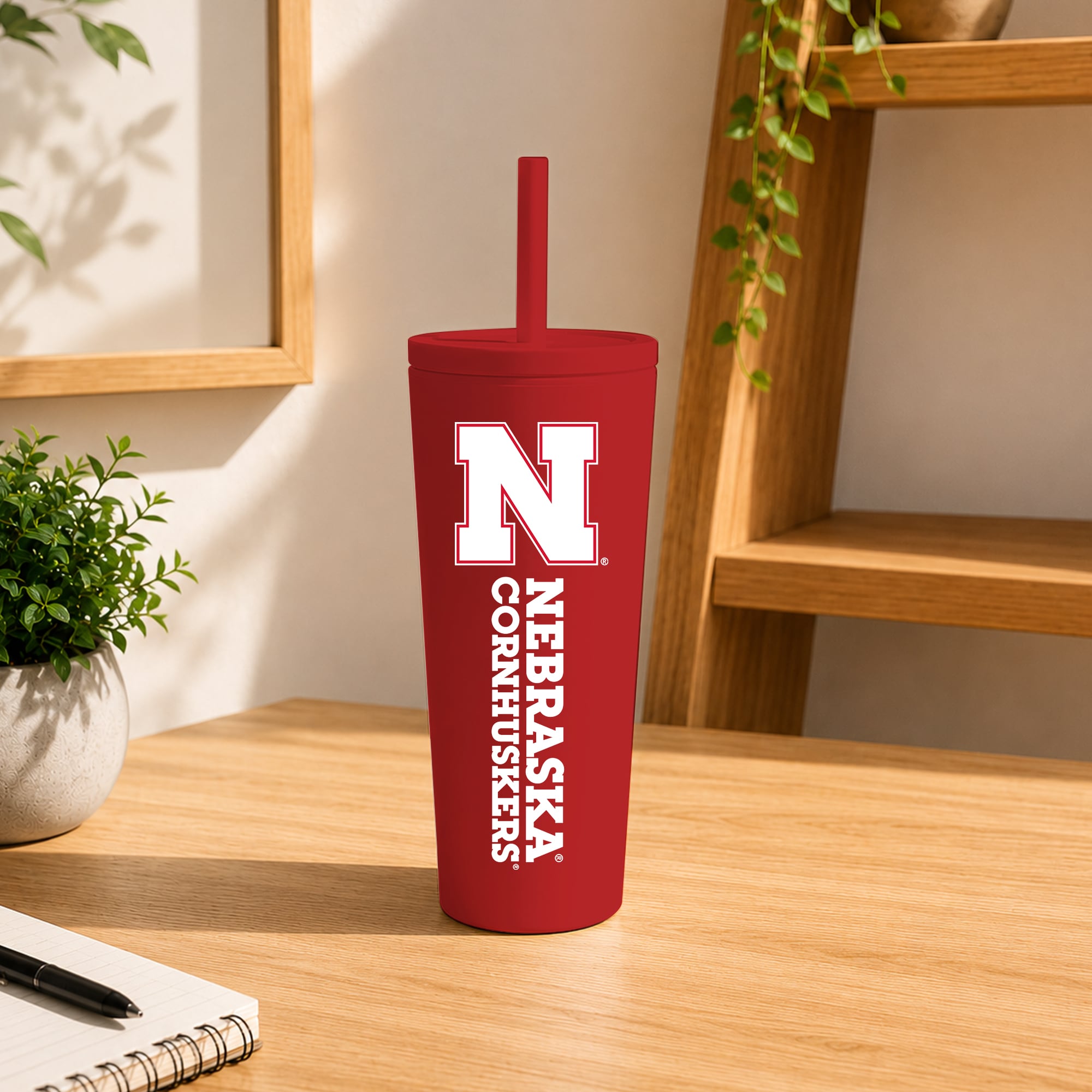 Nebraska Huskers 24oz. No Spill Straw Tumbler