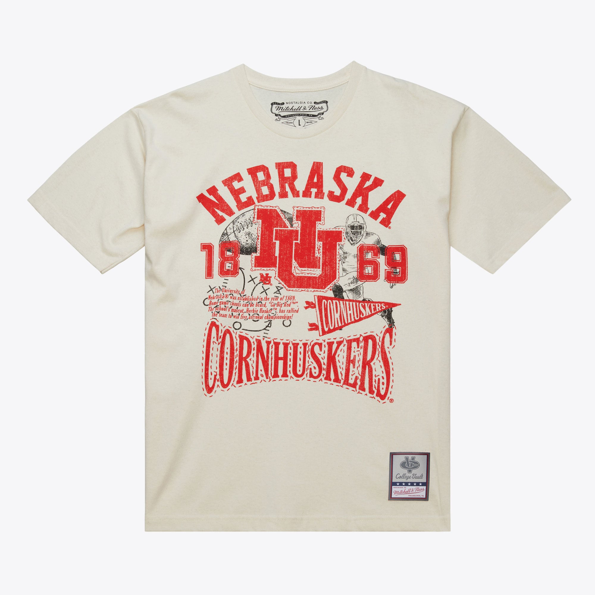 Nebraska Huskers Cream Heritage Scholar T-Shirt