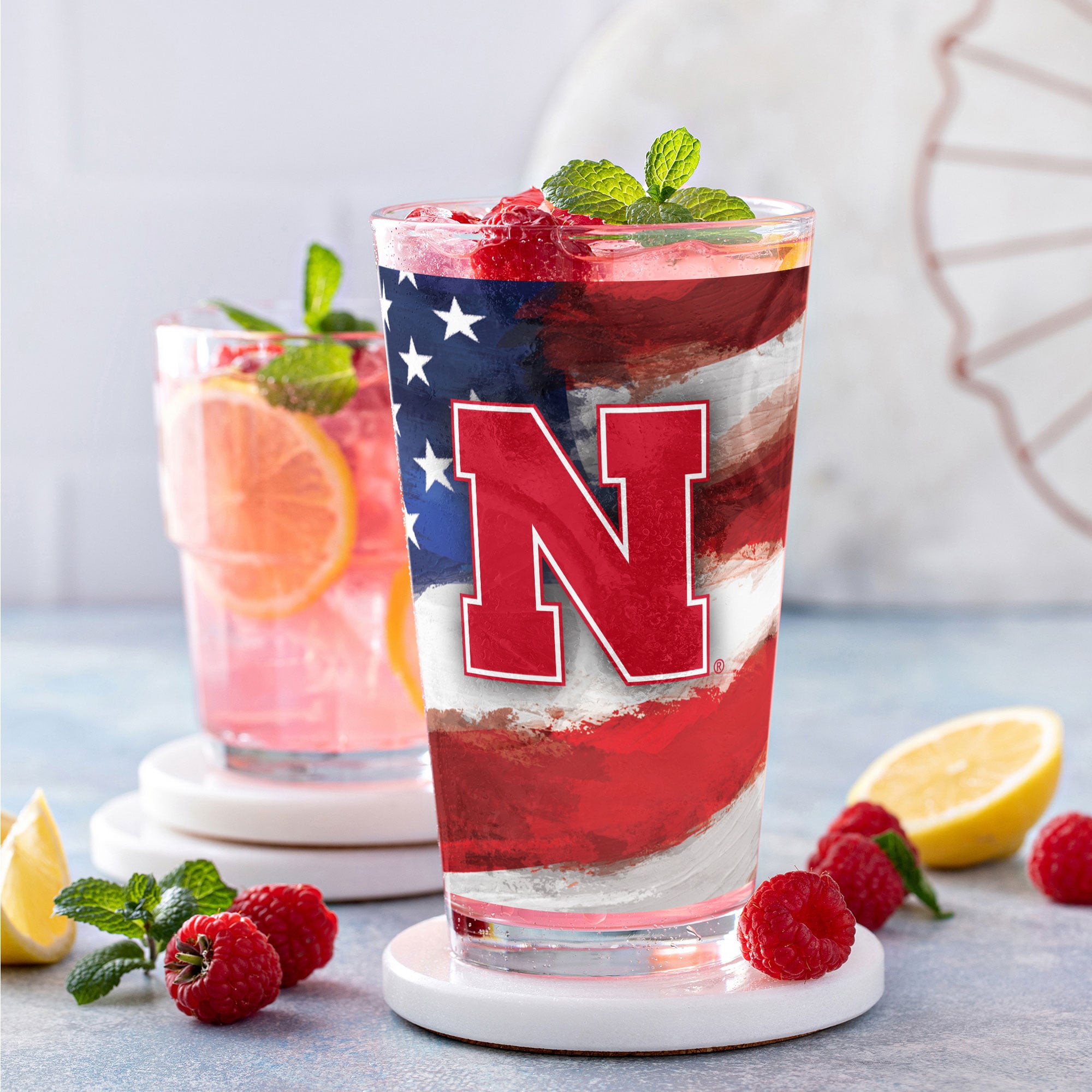 Ensemble de deux verres à bière Americana de 473 ml (16 oz) aux couleurs des Nebraska Huskers