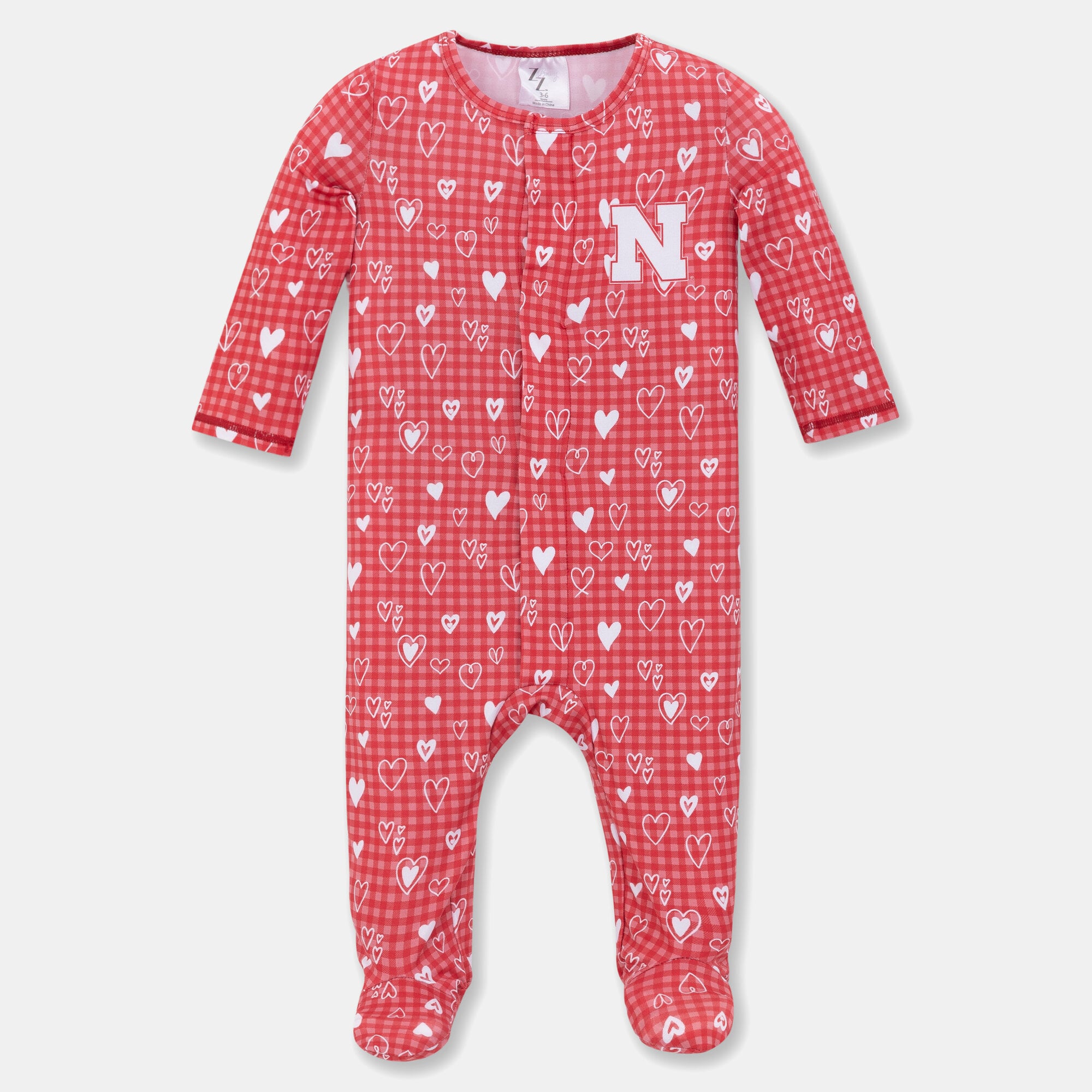 Newborn & Infant ZooZatz Scarlet Nebraska Huskers Hearts Magnetic Closure Sleeper
