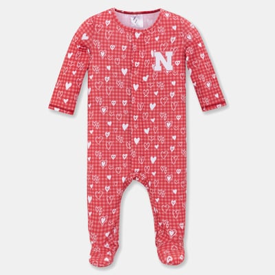 Nebraska Huskers ZooZatz Newborn & Infant Hearts Magnetic Closure Sleeper - Scarlet