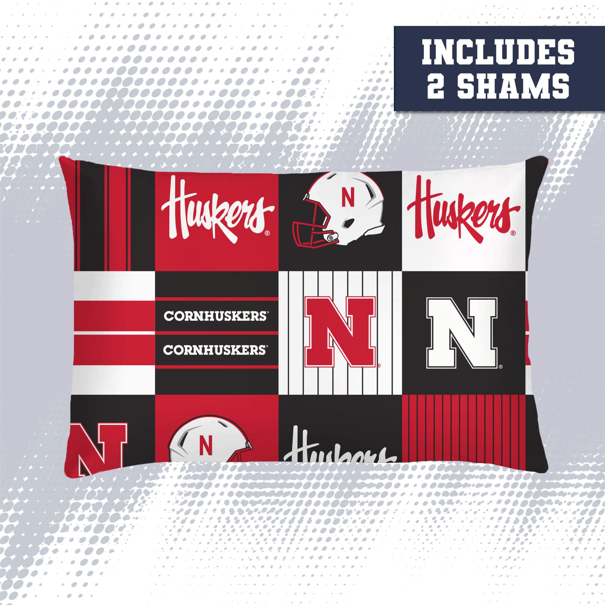 Pegasus Nebraska Huskers Patchwork Plaid Three-Piece Full/Queen Bed in a Bag Set