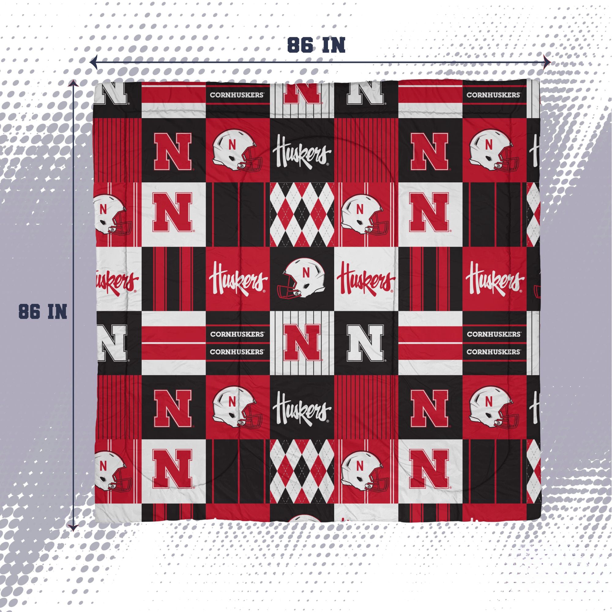 Pegasus Nebraska Huskers Patchwork Plaid Three-Piece Full/Queen Bed in a Bag Set