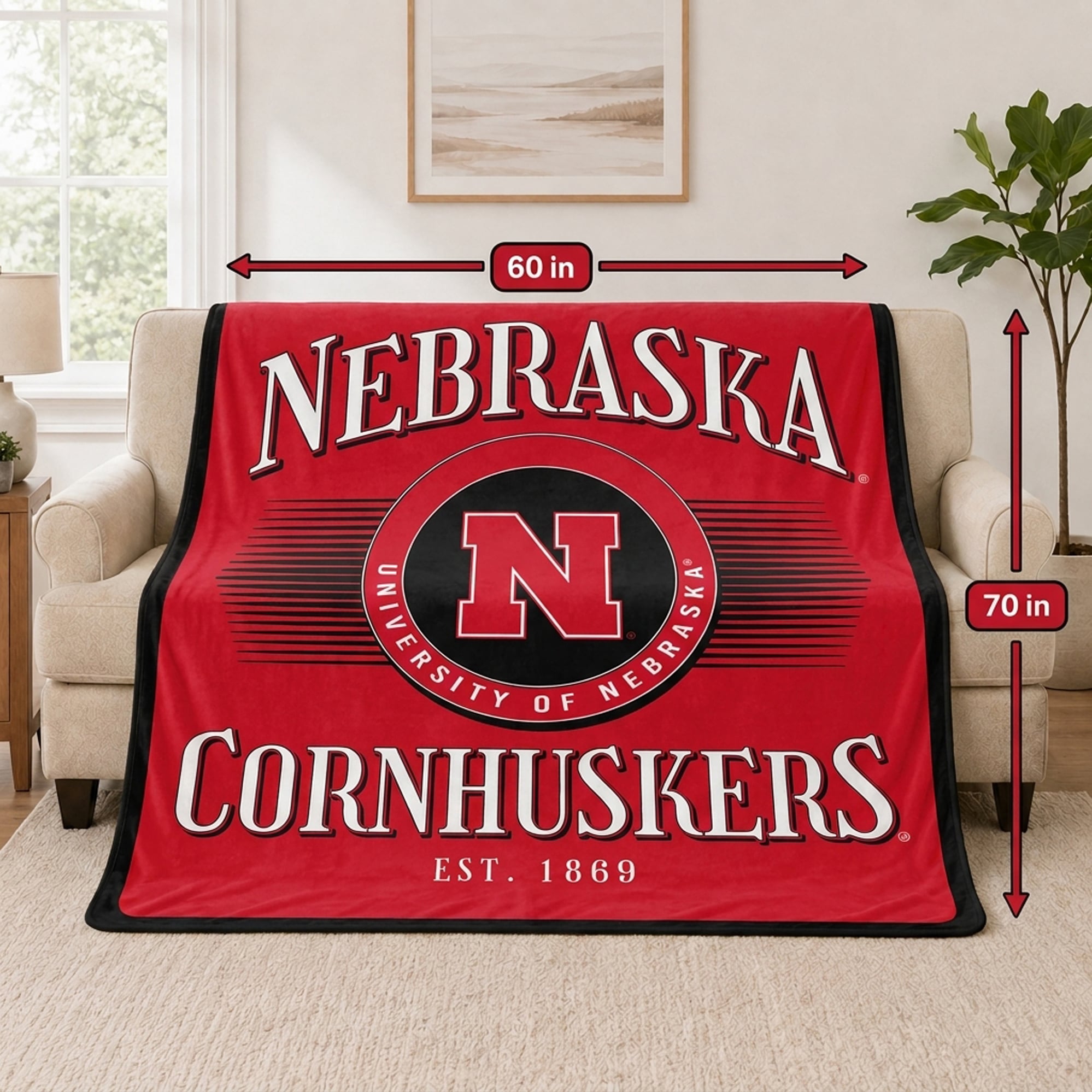 Pegasus Nebraska Huskers Spotlight Arch 60" x 70" Ultra Soft Throw Blanket