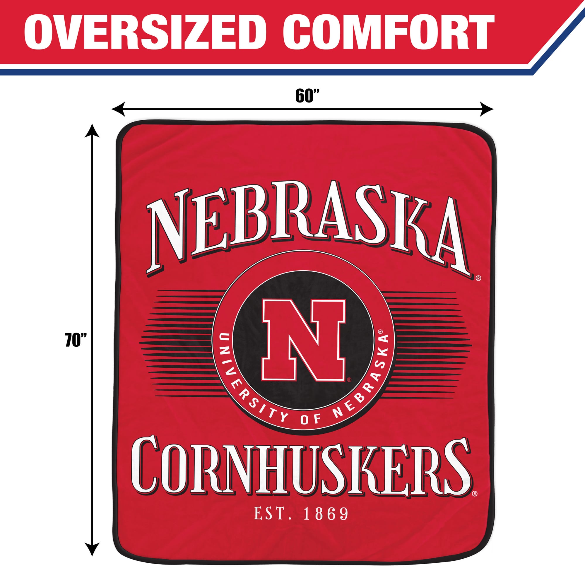 Pegasus Nebraska Huskers Spotlight Arch 60" x 70" Ultra Soft Throw Blanket