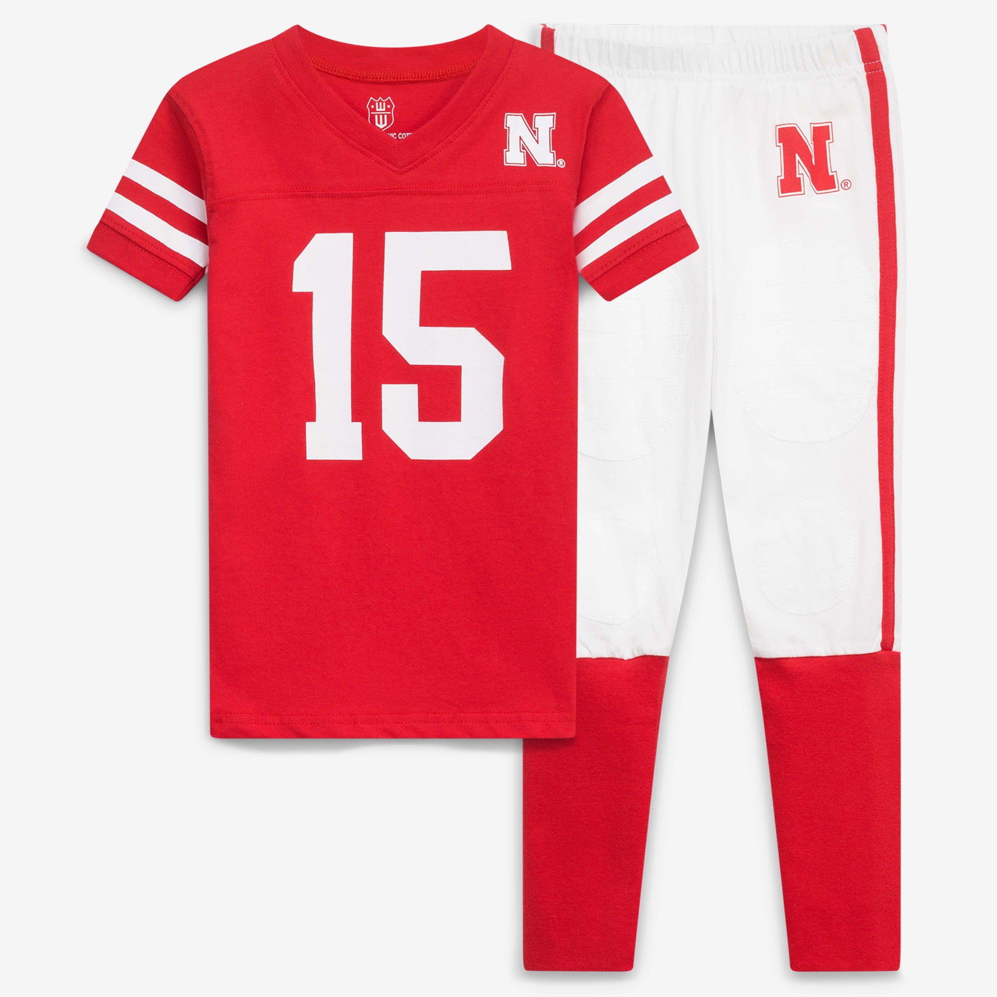 Ensemble pyjama à col en V Wes & Willy Scarlet Nebraska Huskers pour enfants d'âge préscolaire