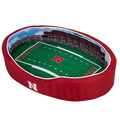 Nebraska Huskers 8'' x 25'' x 38'' Large Stadium Oval Dog Bed - Scarlet
