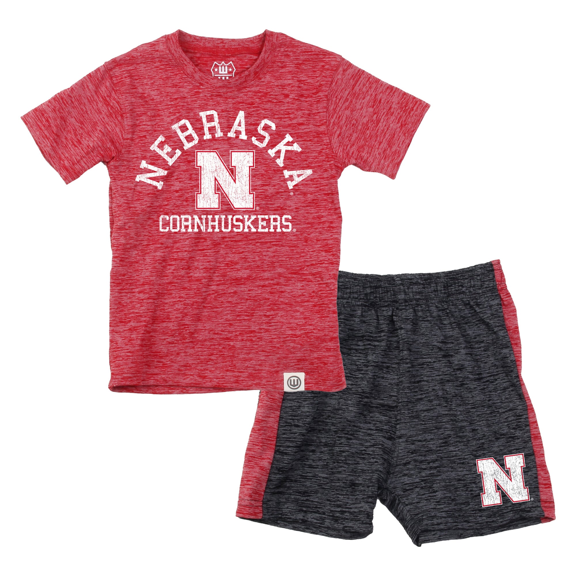 Ensemble t-shirt et short Wes & Willy Scarlet Nebraska Huskers en laine nuageuse