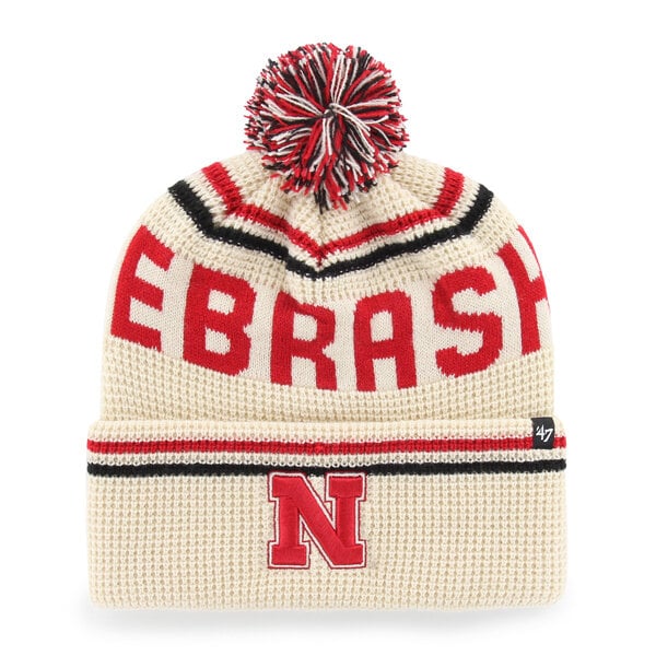Bonnet unisexe '47 crème Nebraska Huskers en maille gaufrée à revers avec pompon