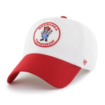 Nebraska Huskers '47 Unisex Pique Patch Clean Up Adjustable Hat - White/Scarlet