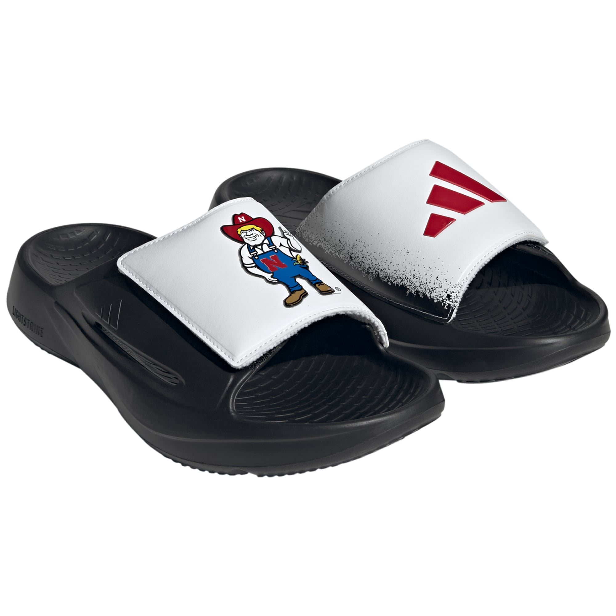 NU Adidas Lightblaze Slide Sandals Mens Size 6 Womens 7 Nebraska Cornhuskers NWT Amazon.com | adidas, Unisex, Lightblaze Slides, Black/White  main image 2