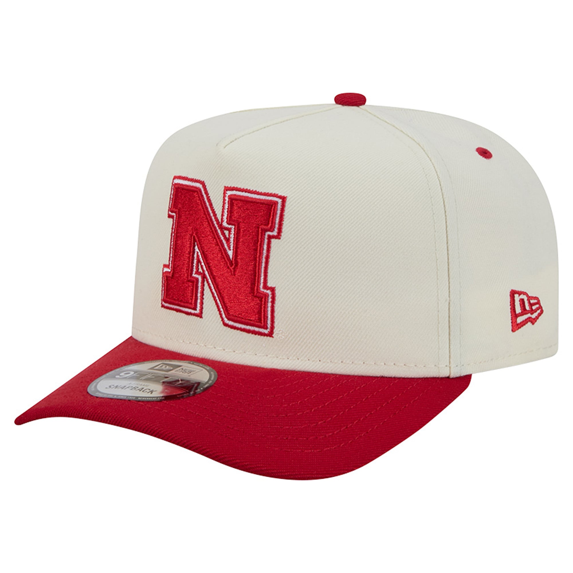 Casquette unisexe New Era blanche/écarlate 9FIFTY à fermeture snapback en A, Nebraska Huskers